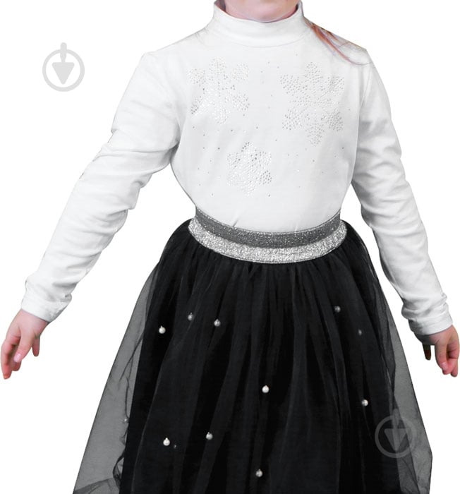 Гольф для девочки DaNa-kids Стразы р.98 белый 156016 - фото 1