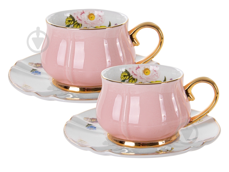 Набор чашек с блюдцами Lefard Pink Flower 200 мл 4 предмета 975-026 - фото 1