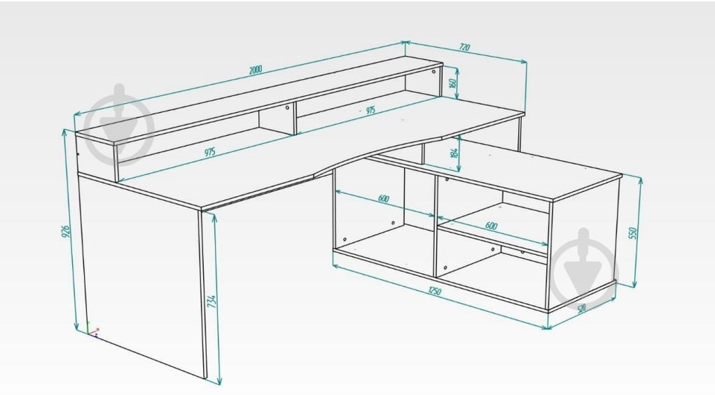 Стол письменный угловой Геймер 910х2000х720 мм антрацит/антрацит - фото 9