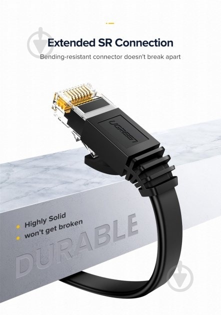 Патч-корд UGREEN NW102 Cat 6 U/UTP (60545) Lan Cable 1,5 м черный - фото 3