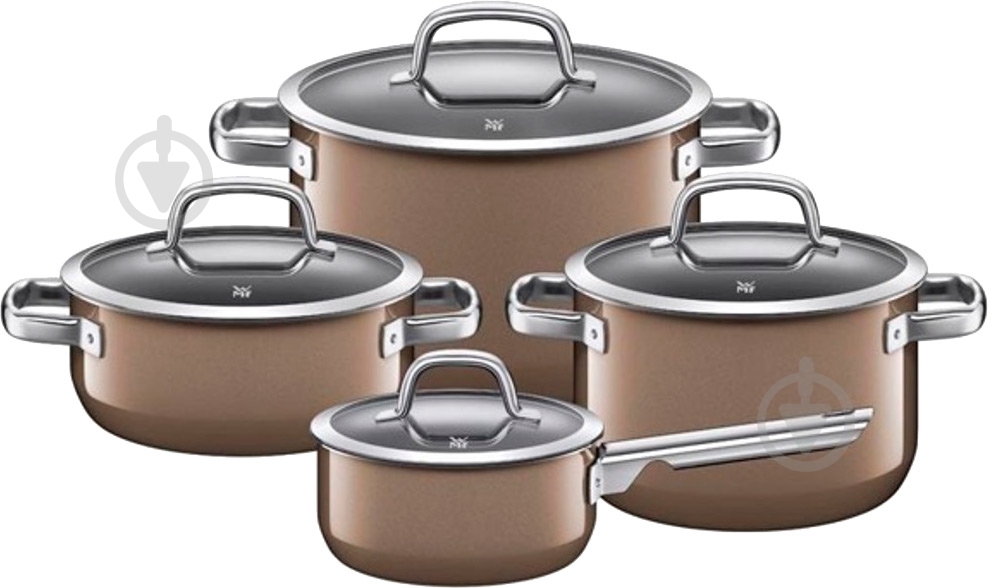 Набор кастрюль WMF с крышками Fusiontec Mineral Dark Brass - фото 1 Набор кастрюль WMF с крышками Fusiontec Mineral Dark Brass - фото 1