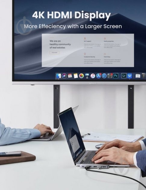 USB-хаб UGREEN CM251 5-in-2 Dual USB Type-C to 3x USB 3.0 + HDMI + USB Type-C Multifunction Adapter - фото 3