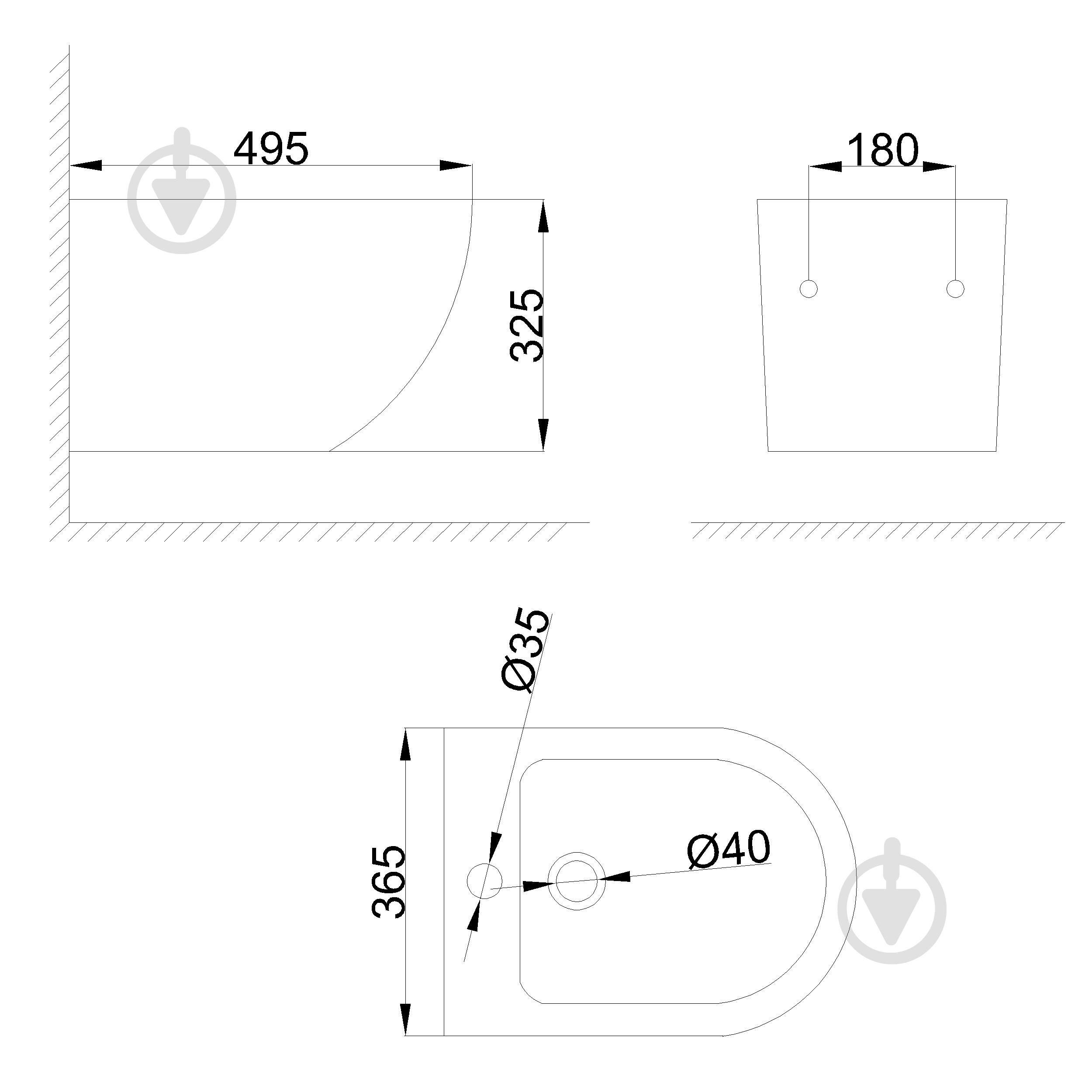 Біде підвісне Invena Limnos CB-93-001 - фото 2