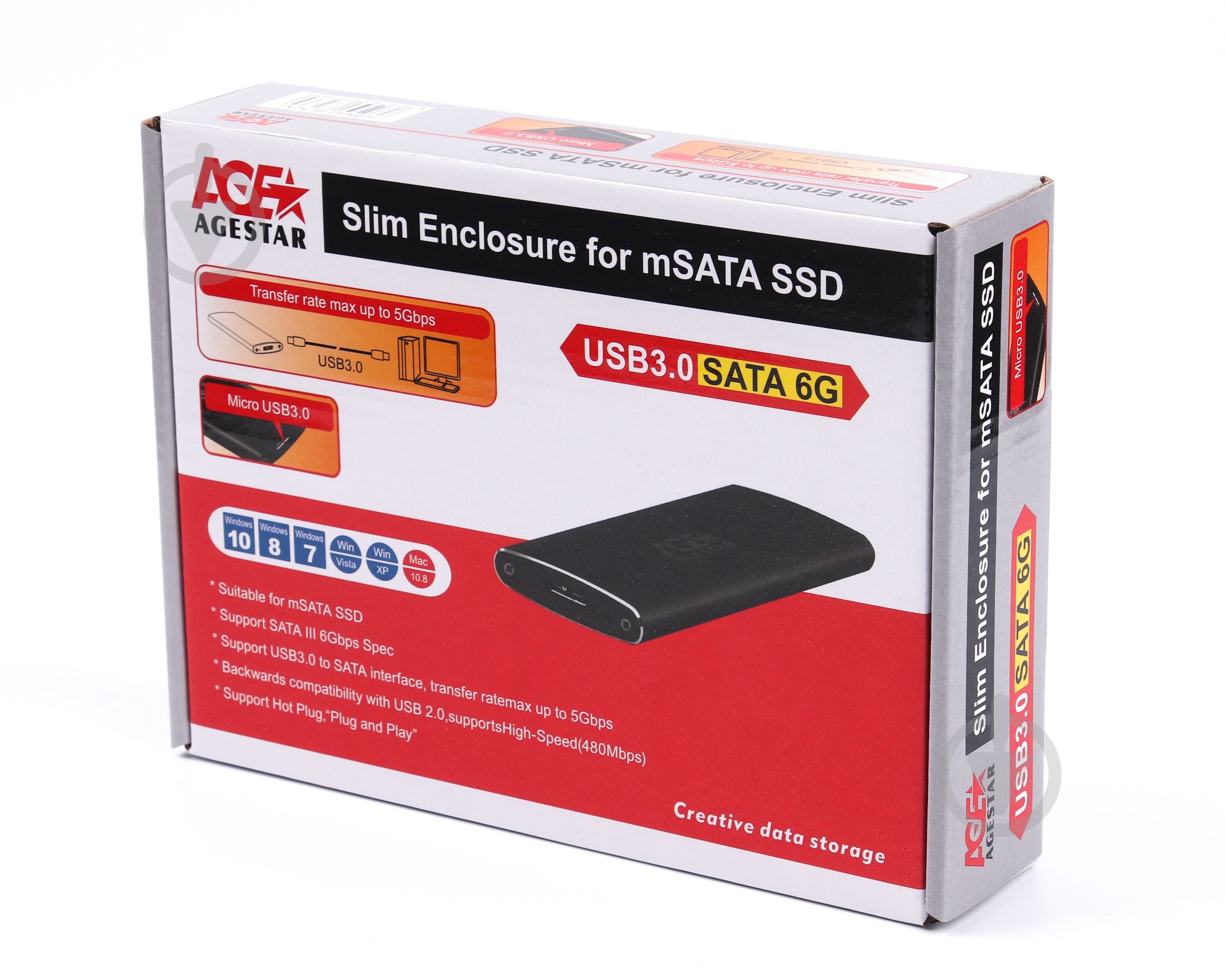 Внешний карман Agestar mSATA, USB3.0 3UBMS2(BLACK) - фото 4 Внешний карман Agestar mSATA, USB3.0 3UBMS2(BLACK) - фото 4