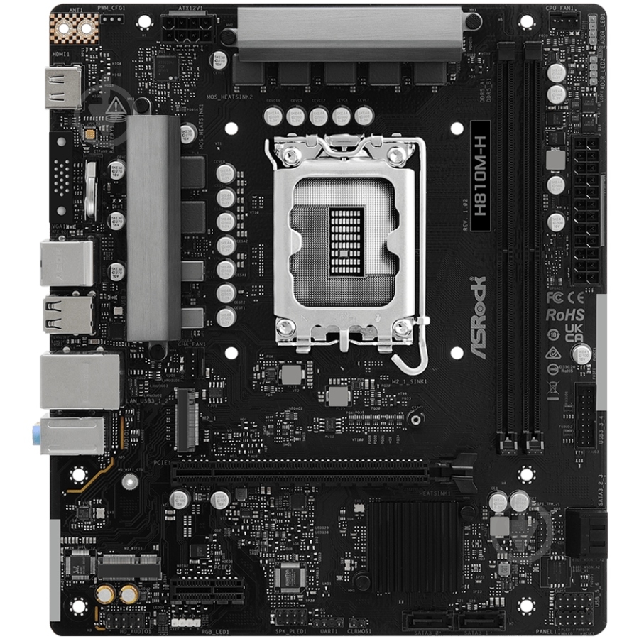 Материнская плата ASRock H810M-H (Socket 1851, Intel H810, micro ATX) - фото 1