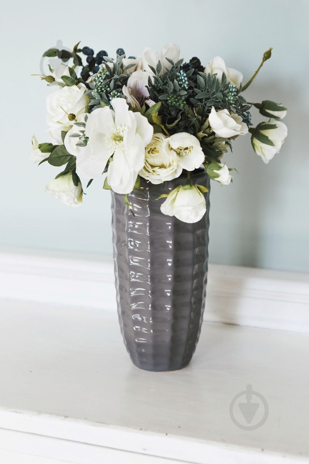 Ваза керамическая Rezon Клин 28х11 см 28 см серая - фото 2