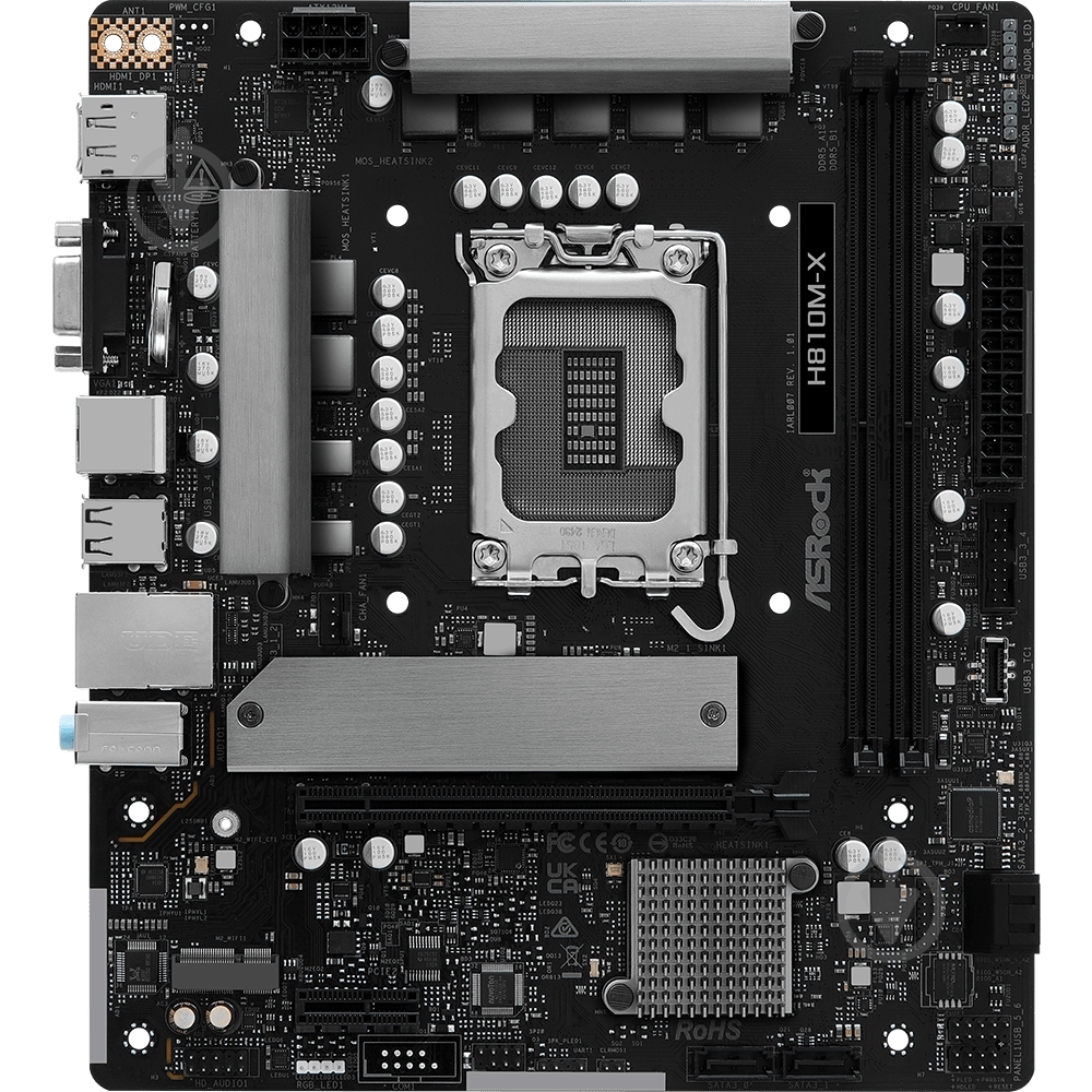 Материнська плата ASRock H810M-X (Socket 1851, Intel H810, micro ATX) - фото 1