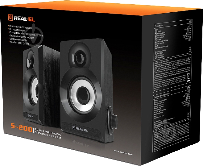 Акустическая система Real-el S-200 2.0 black (EL121200008) - фото 10