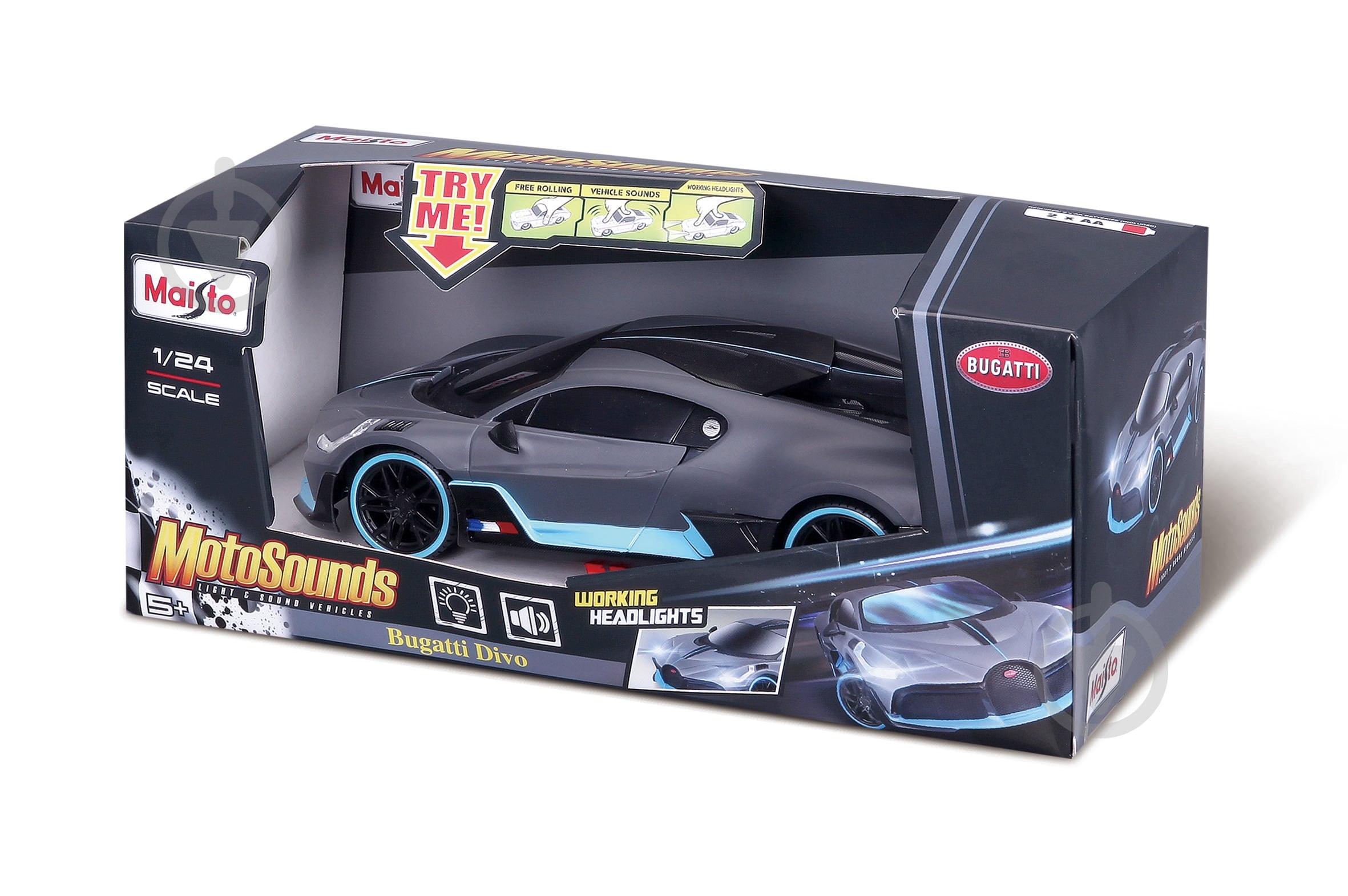 Автомодель Maisto Bugatti Divo 1:24 81730 dark grey - фото 2