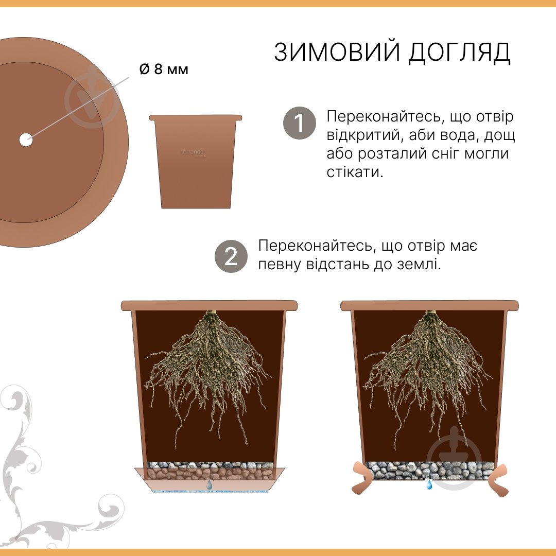 Вазон керамічний Terraneo Stella 37x37 cм круглий теракот (700130) - фото 6
