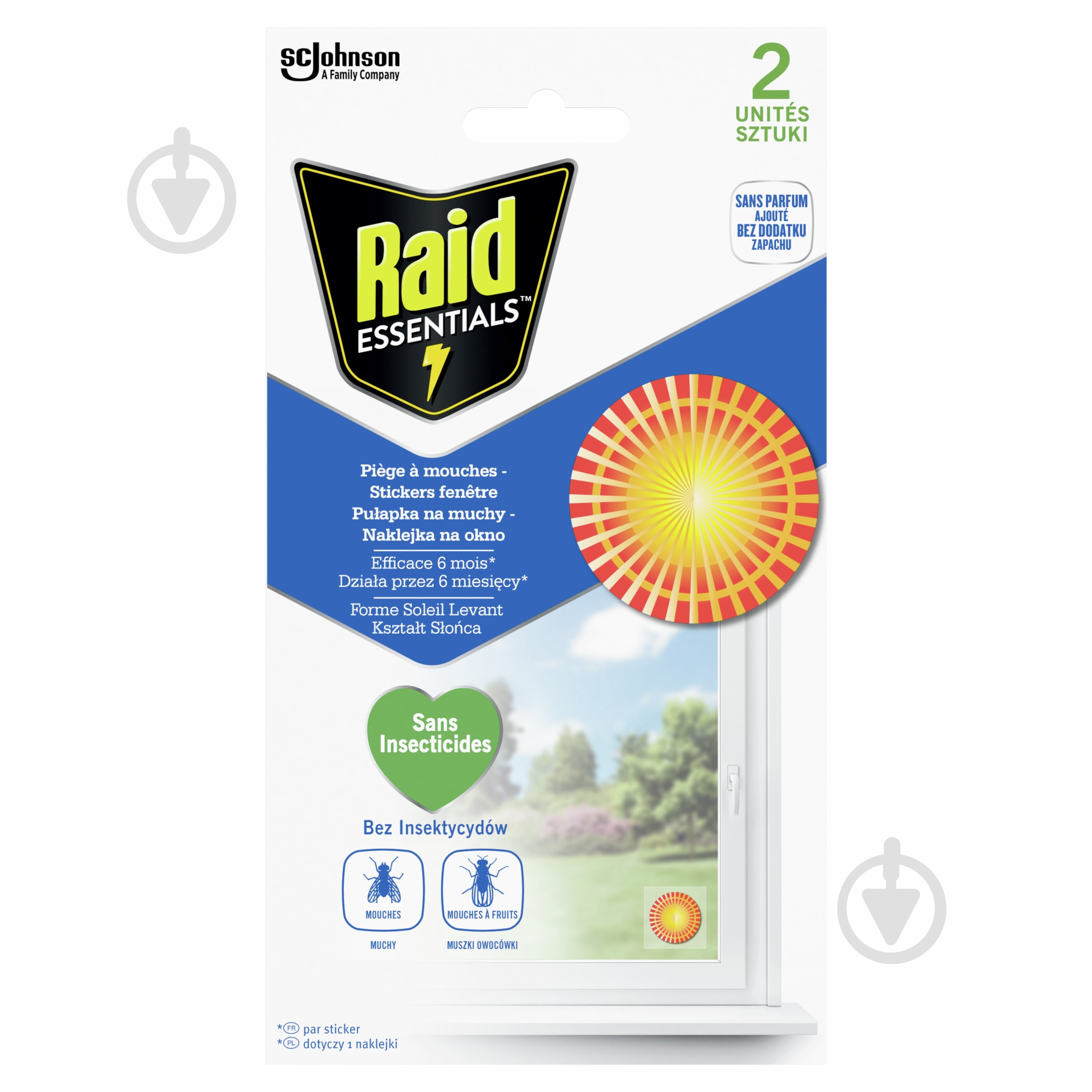 Ловушка клеевая Raid Наклейки от мух 2 шт - фото 1
