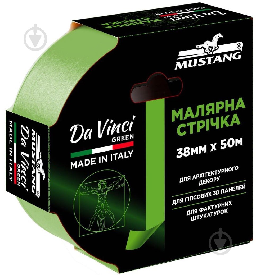 Лента малярная Mustang Da Vinci Green 38 мм x 50 м - фото 1