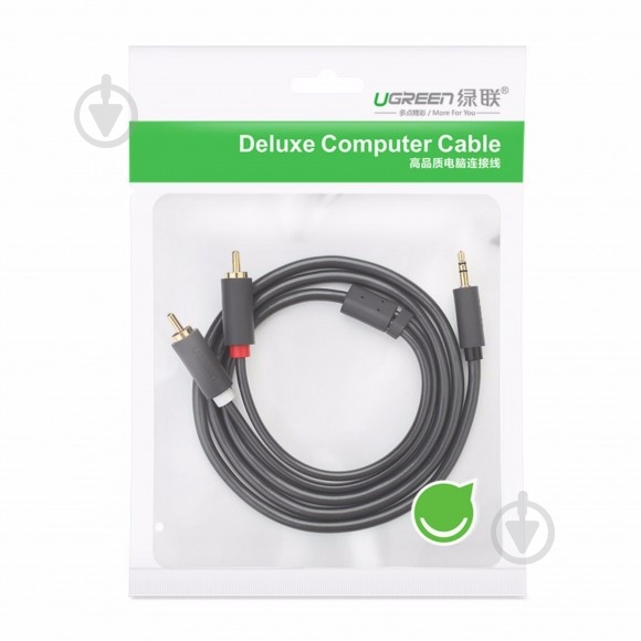 Кабель UGREEN AV102 3.5 мм to 2RCA Audio Cable 1 м black (10772) - фото 3 Кабель UGREEN AV102 3.5 мм to 2RCA Audio Cable 1 м black (10772) - фото 3