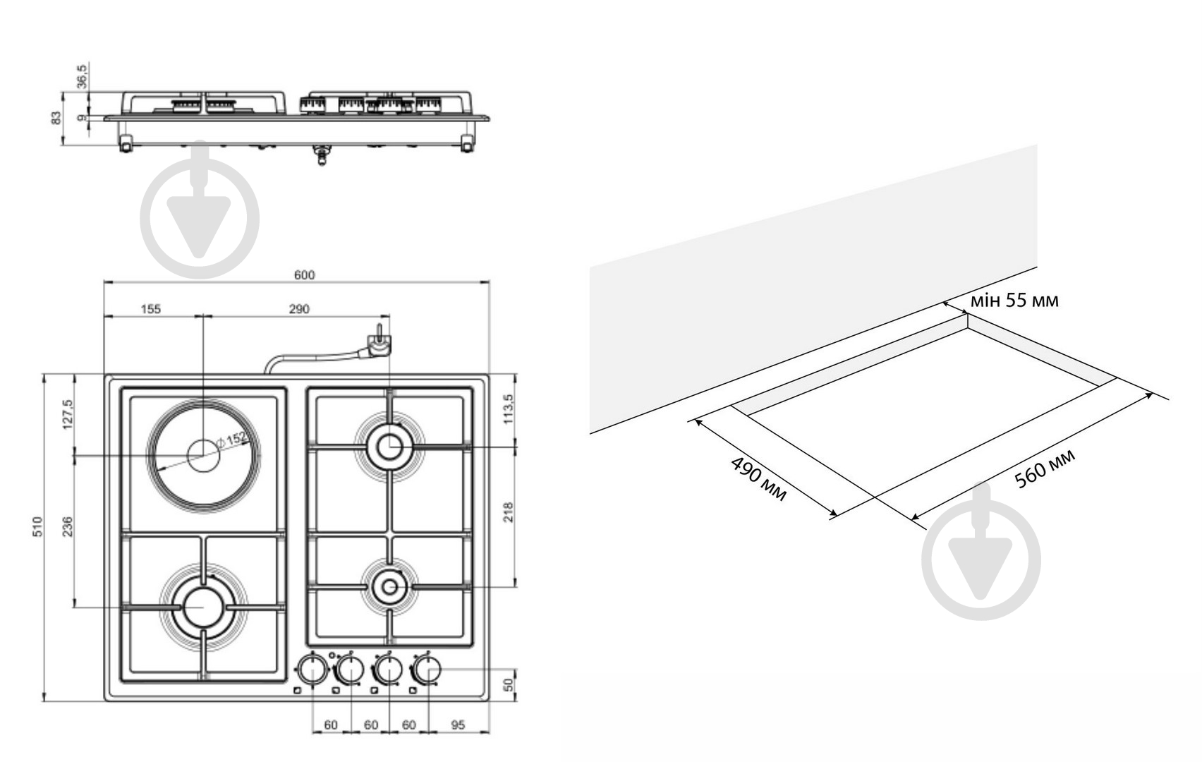 Варочная поверхность комбинированная Eleyus BRAVO 60 IS H1 CF - фото 15