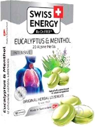 Льодяники Swiss Energy 20 Alpine herbs Евкаліпт та ментол - фото 1