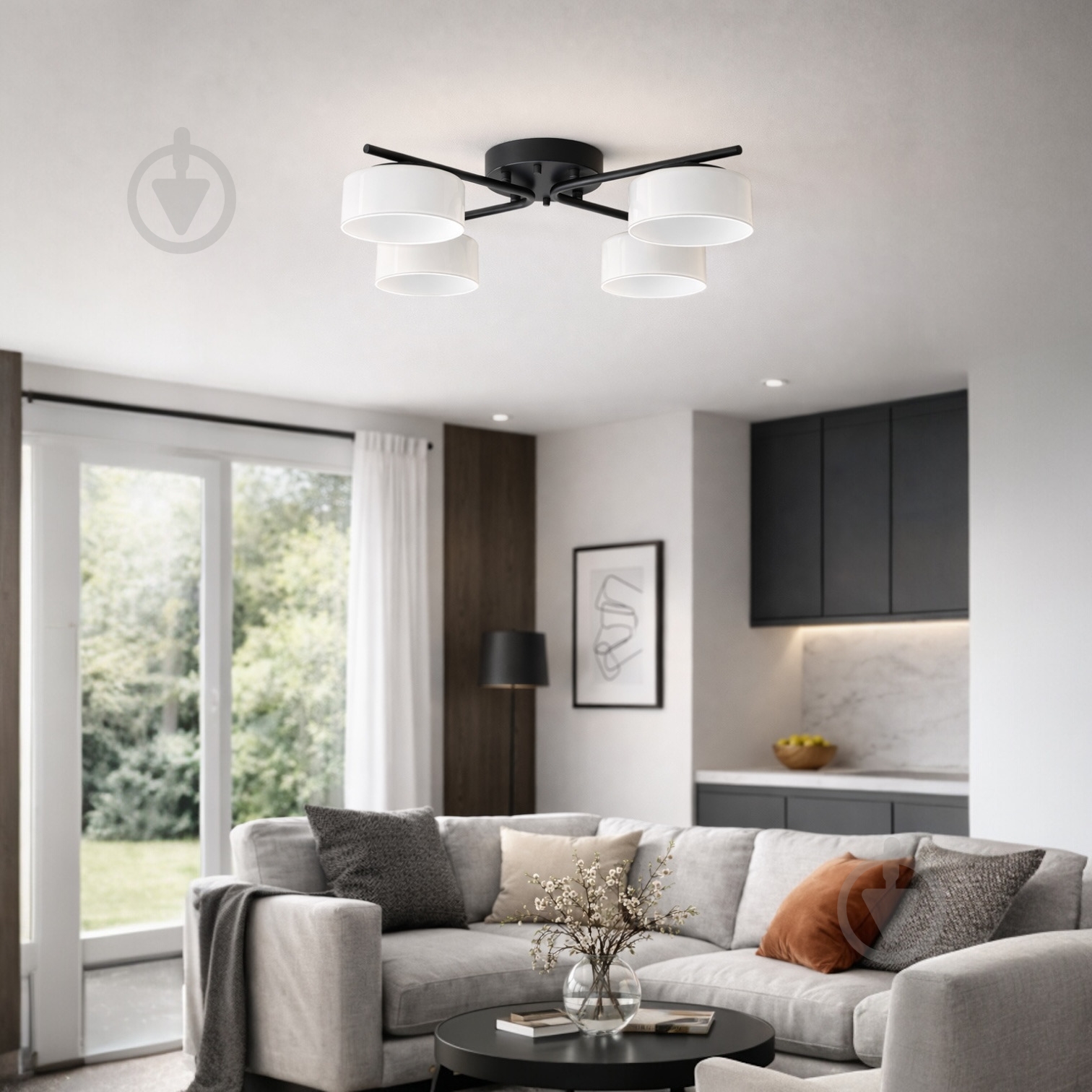 Люстра стельова LIGHT SET DUSHA MS228 4x12 Вт GX53 чорний/молочний - фото 1