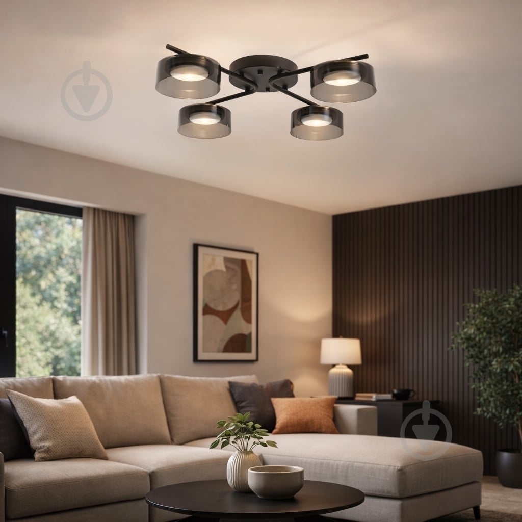 Люстра потолочная LIGHT SET DUSHA MS228 4x12 Вт GX53 черный/дымчатый - фото 1