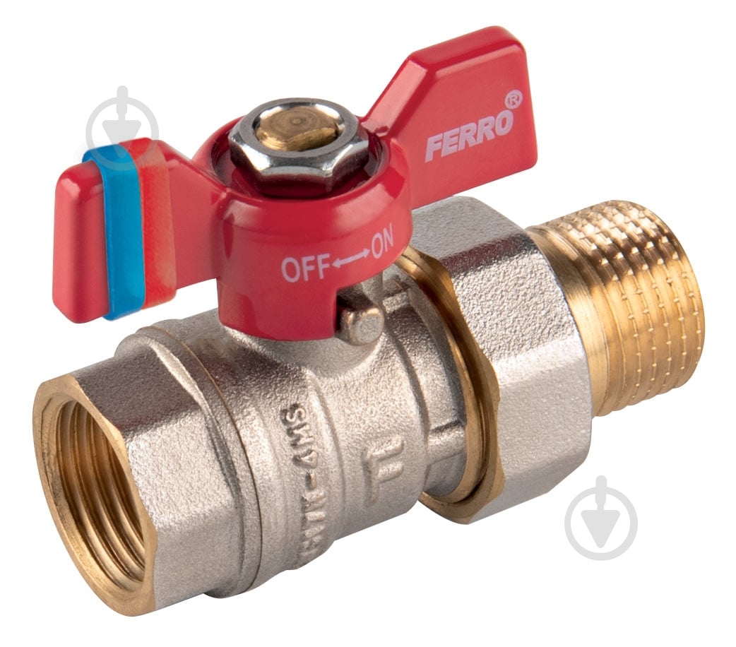 Кран шаровой Ferro F-Comfort 20 бар ручка «бабочка» вр-нр 1/2” KFCS1 - фото 1 Кран шаровой Ferro F-Comfort 20 бар ручка «бабочка» вр-нр 1/2” KFCS1 - фото 1