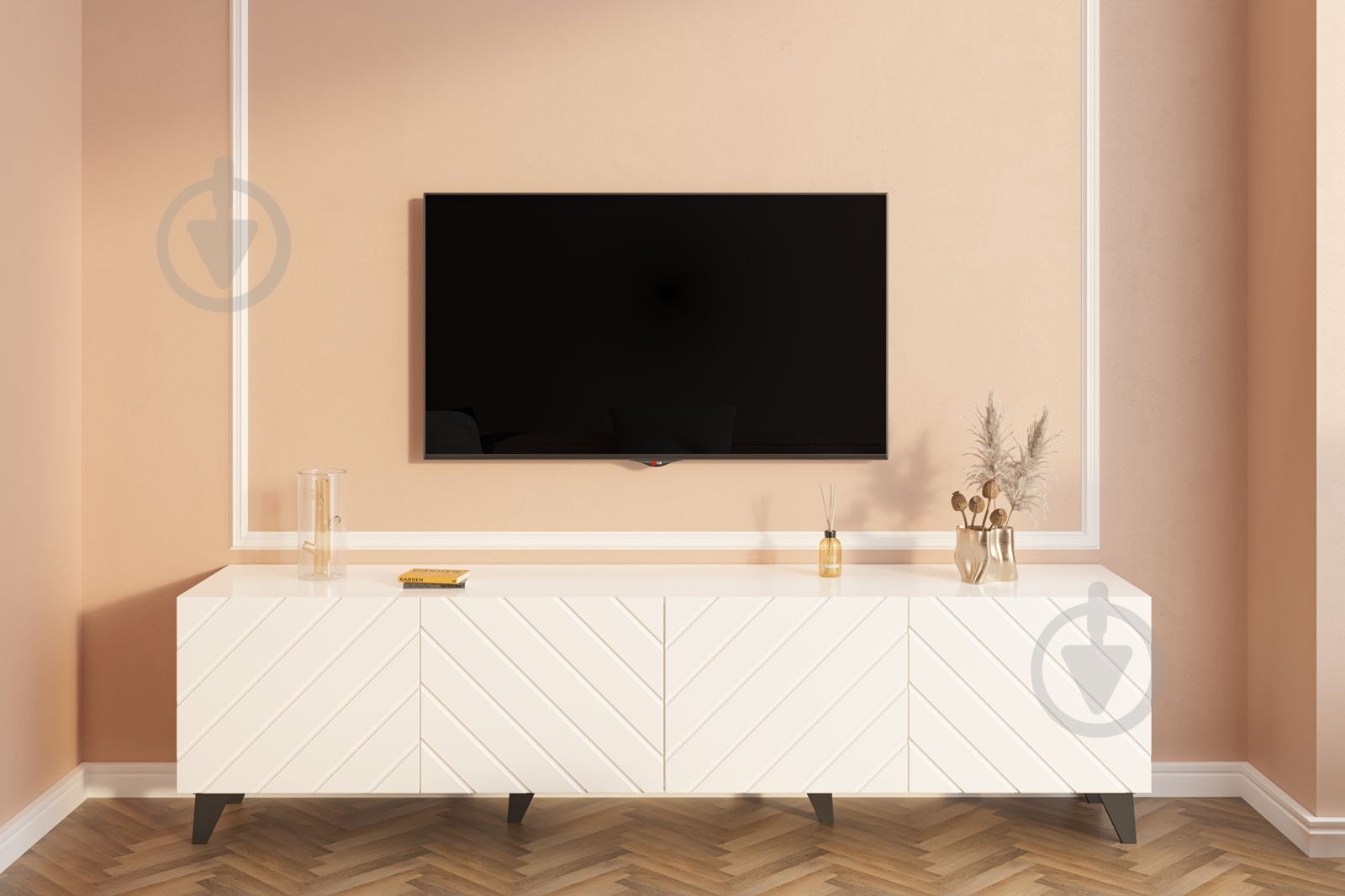 Тумба под ТВ Світ Меблів Холли 2,0 2000x535x400 мм /белый глянец - фото 1