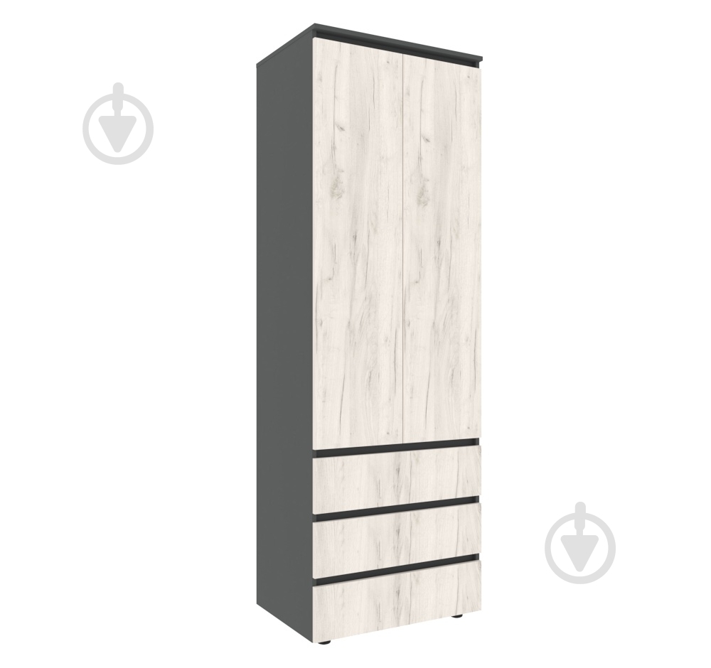 Шкаф для одежды DC STEVE со штангой 2100х700х500 мм графит / дуб крафт белый - фото 1 Шкаф для одежды DC STEVE со штангой 2100х700х500 мм графит / дуб крафт белый - фото 1