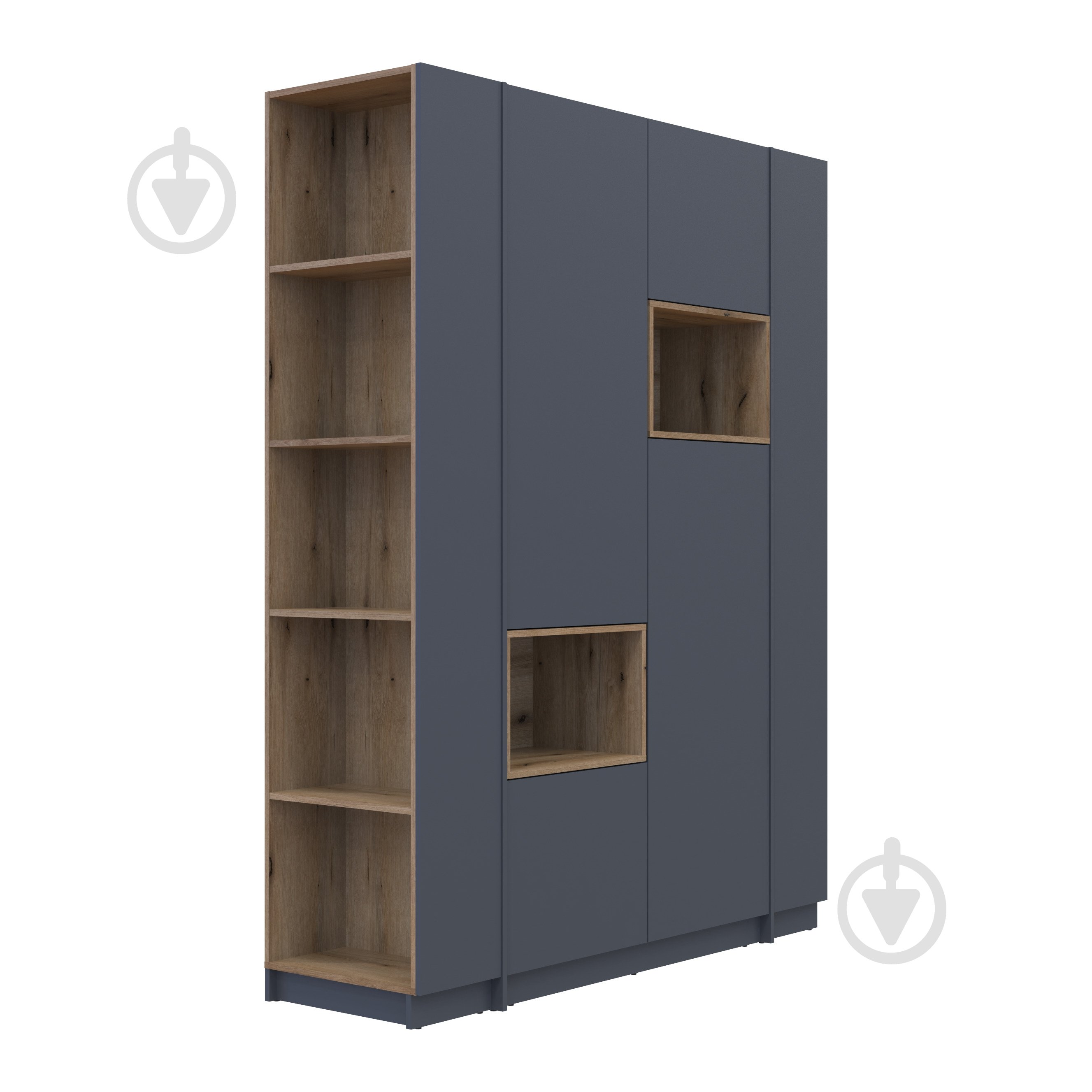 Шафа для одягу Doros Дейл 2ДСП з етажеркою 2200х1432х520 мм графіт / графіт - фото 5 Шафа для одягу Doros Дейл 2ДСП з етажеркою 2200х1432х520 мм графіт / графіт - фото 5