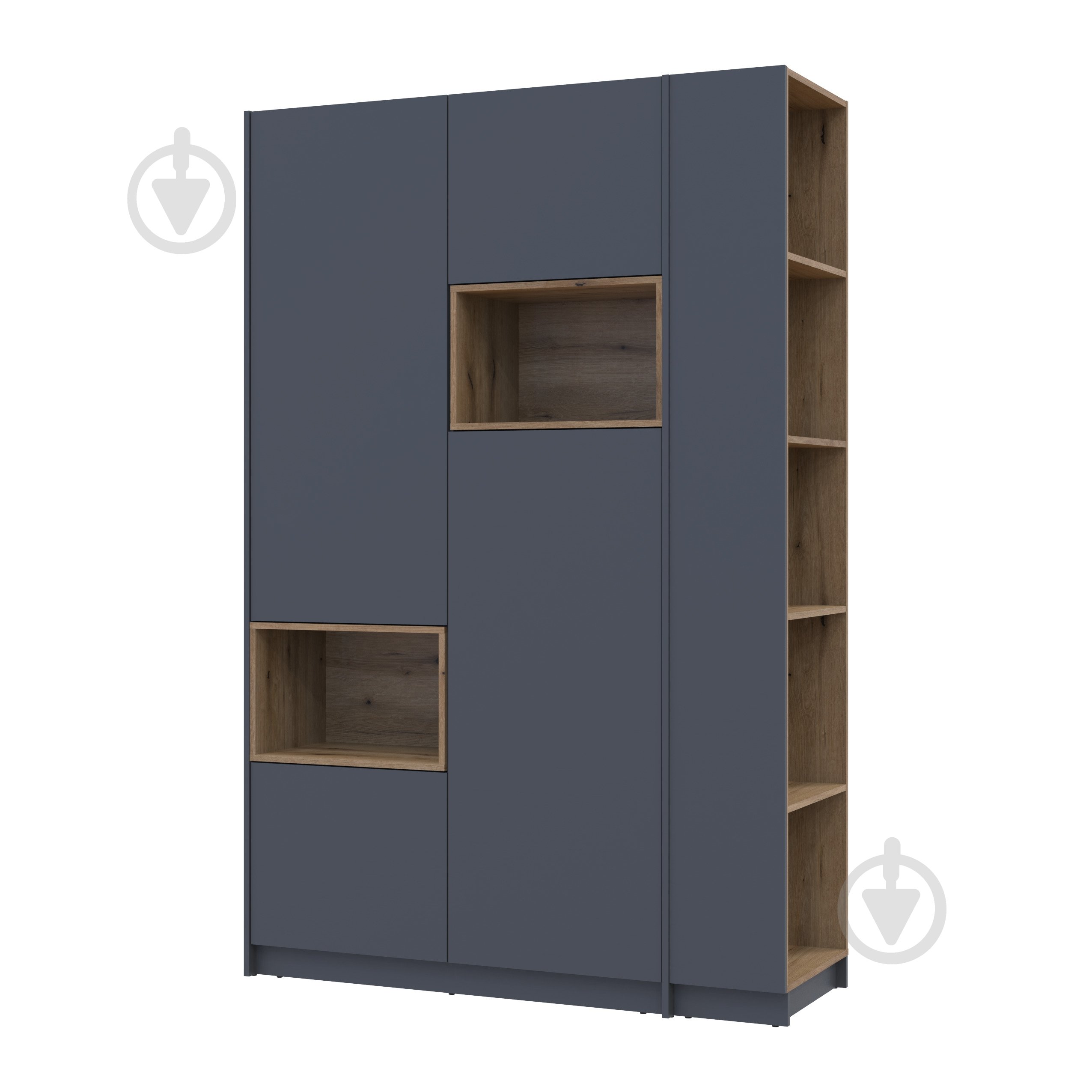 Шафа для одягу Doros Дейл 2ДСП з етажеркою 2200х1432х520 мм графіт / графіт - фото 1 Шафа для одягу Doros Дейл 2ДСП з етажеркою 2200х1432х520 мм графіт / графіт - фото 1