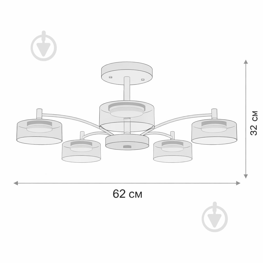 Люстра потолочная LIGHT SET DUSHA MS241 5x12 Вт GX53 белый/дымчатый - фото 6