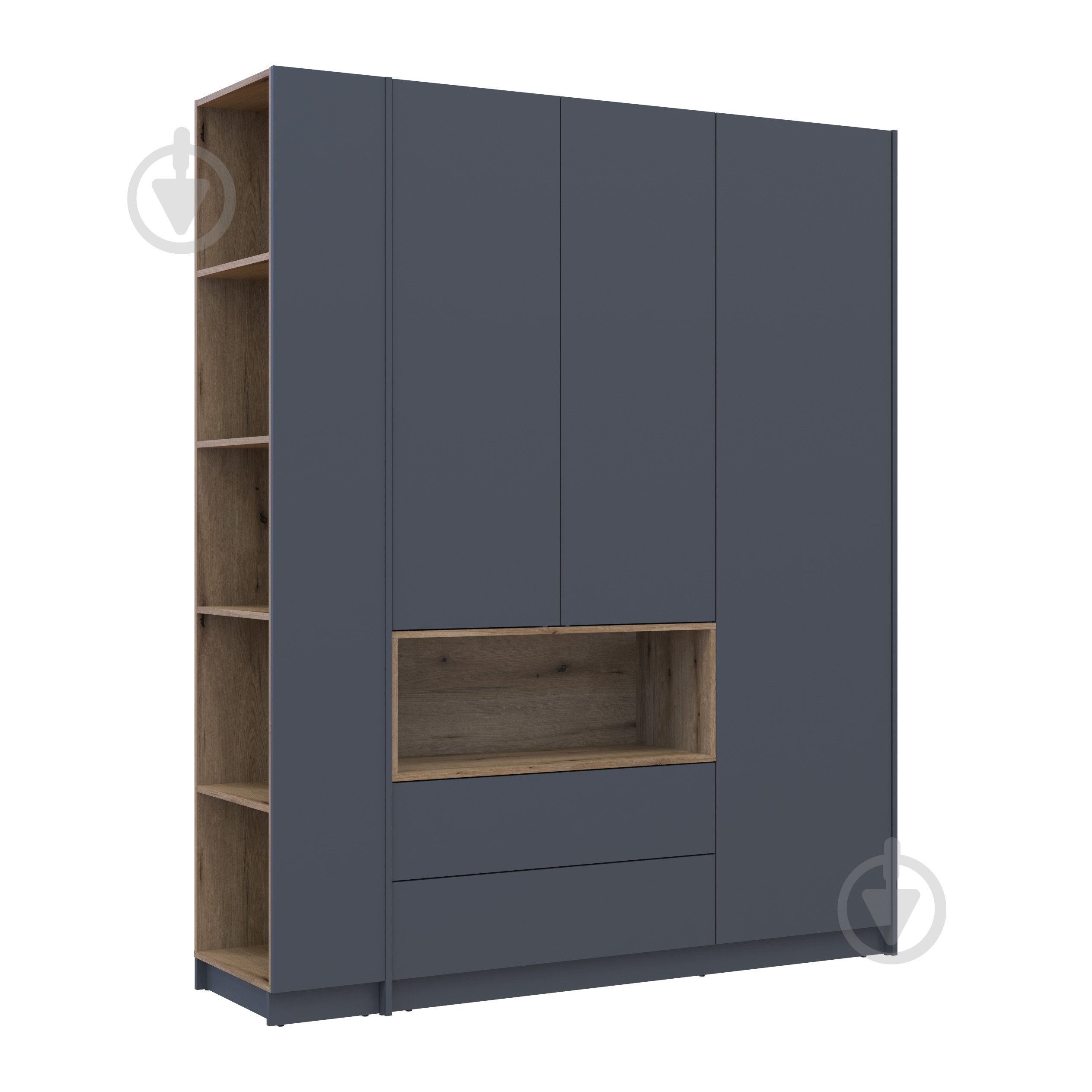 Шафа для одягу Doros Дейл 3ДСП з етажеркою 2200х1780х520 мм графіт / графіт - фото 1 Шафа для одягу Doros Дейл 3ДСП з етажеркою 2200х1780х520 мм графіт / графіт - фото 1