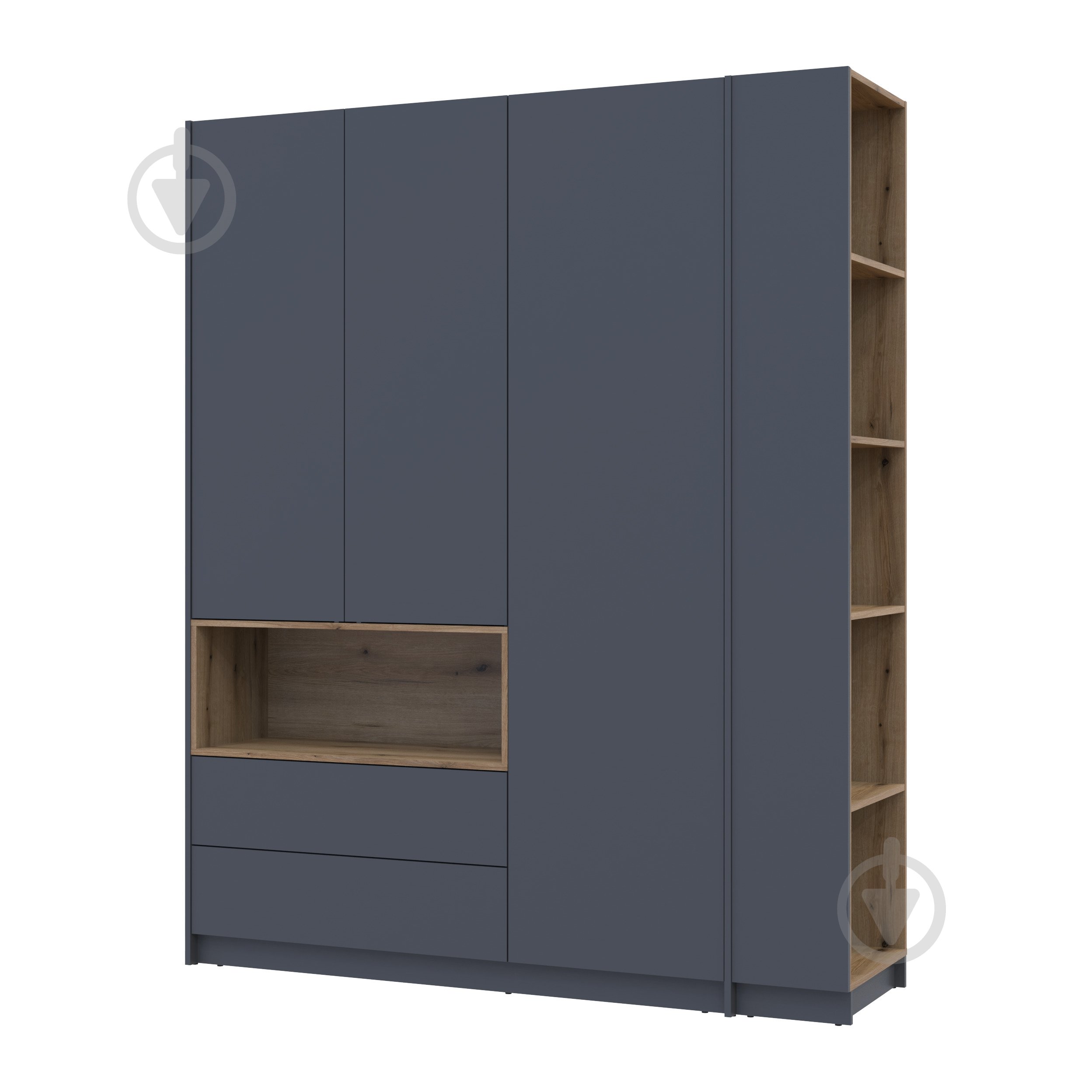 Шафа для одягу Doros Дейл 3ДСП з етажеркою 2200х1780х520 мм графіт / графіт - фото 6 Шафа для одягу Doros Дейл 3ДСП з етажеркою 2200х1780х520 мм графіт / графіт - фото 6