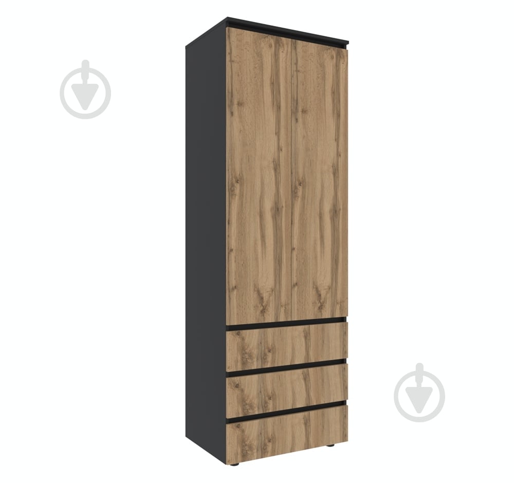 Шкаф для одежды DC STEVE с полками 2100х700х500 мм черный / дуб тахо - фото 1 Шкаф для одежды DC STEVE с полками 2100х700х500 мм черный / дуб тахо - фото 1