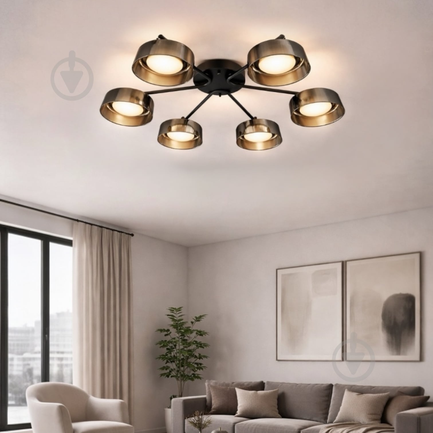 Люстра потолочная LIGHT SET DUSHA MS228 6x12 Вт GX53 черный/дымчатый - фото 1
