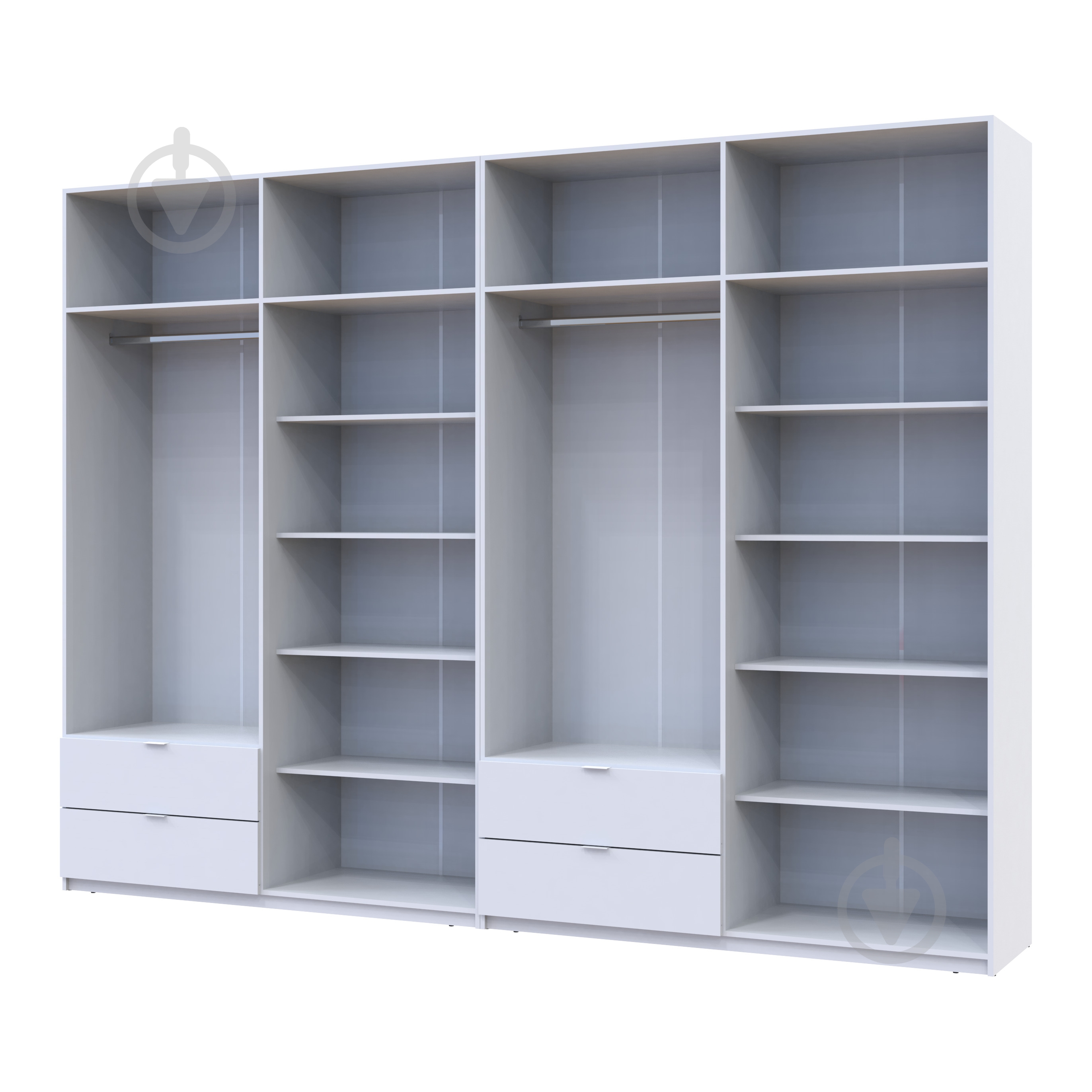 Шкаф для одежды Doros Лукас 4+4ДСП 2400х3200х500 мм белый / белый - фото 3