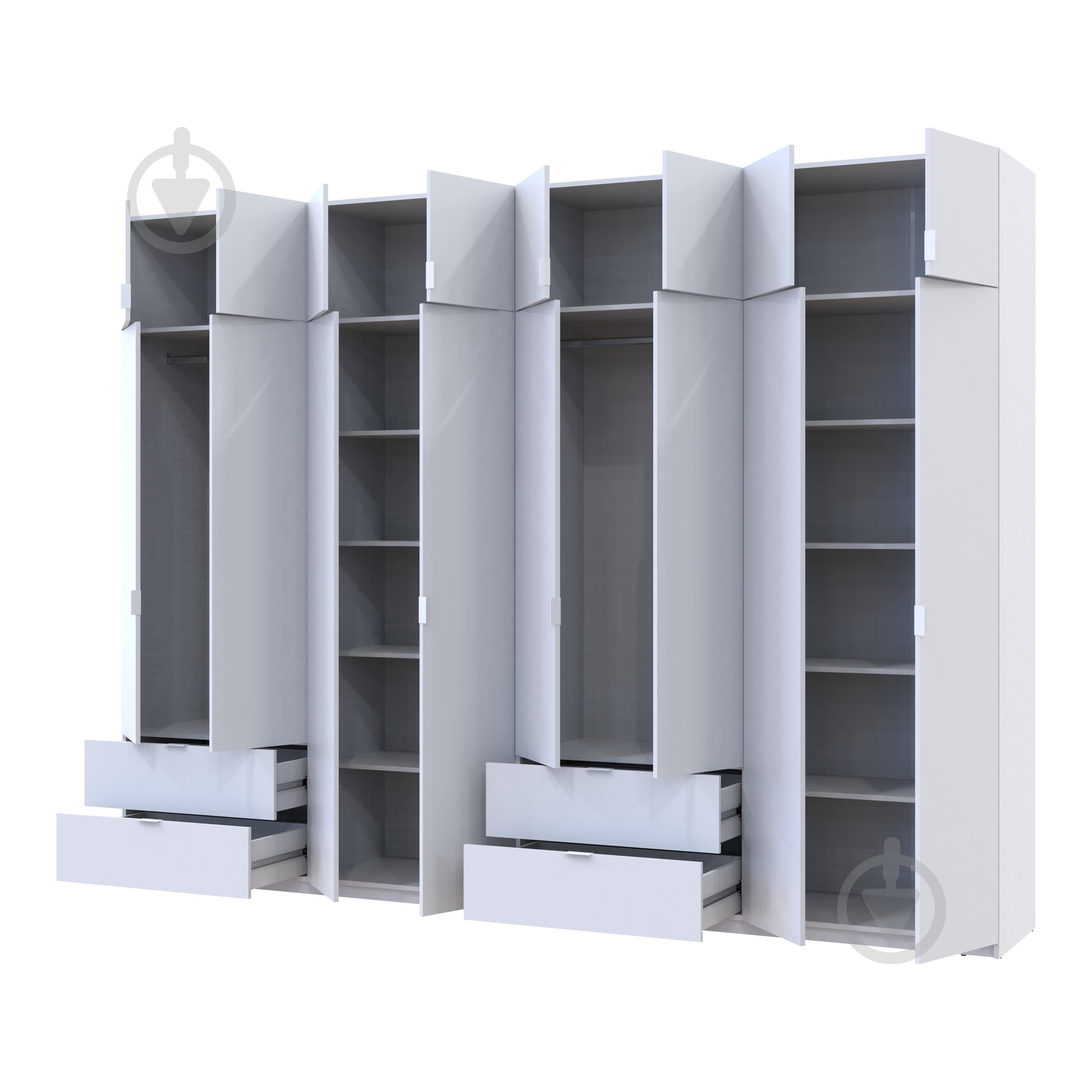 Шкаф для одежды Doros Лукас 4+4ДСП 2400х3200х500 мм белый / белый - фото 2