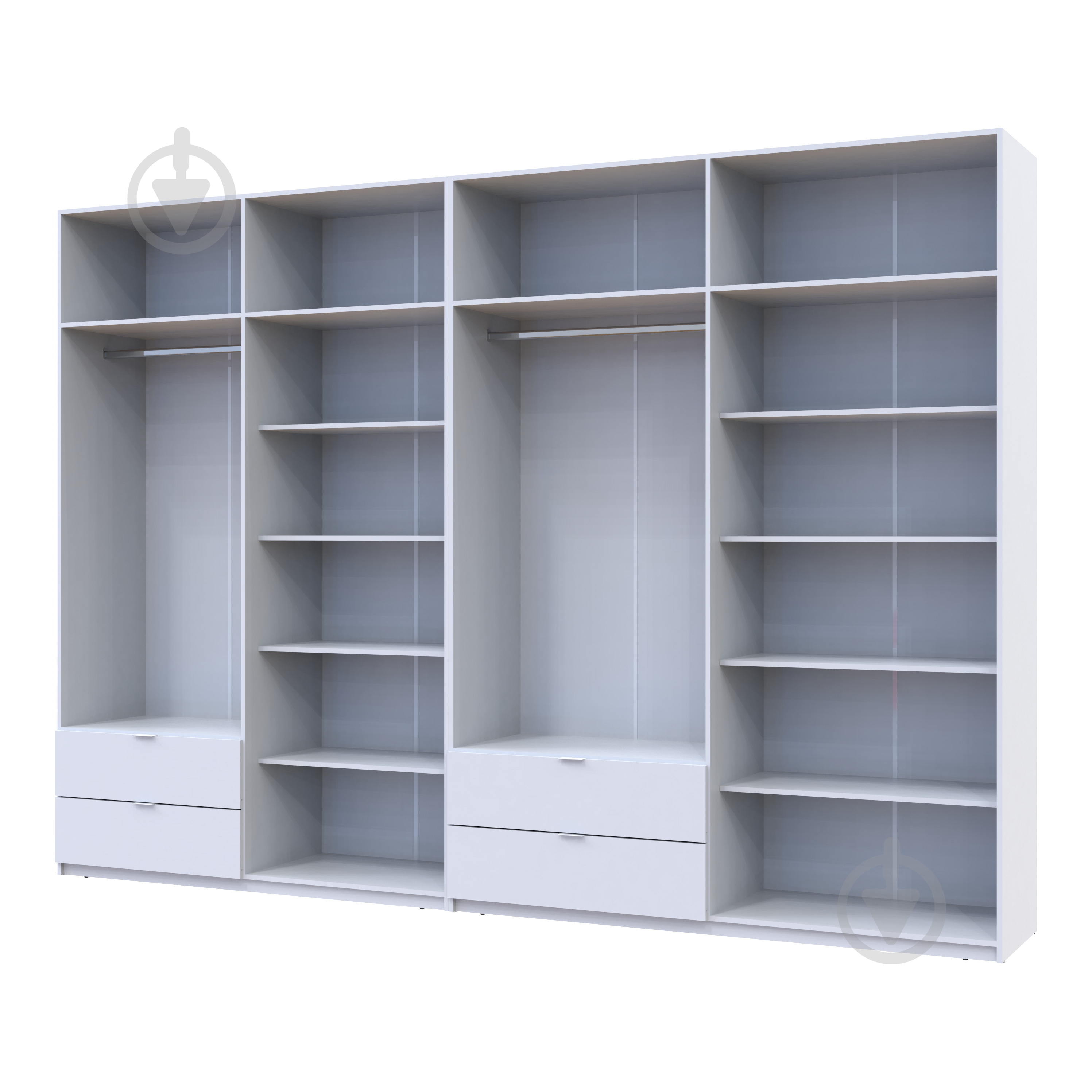 Шафа для одягу Doros Лукас 4+4ДСП 2400х3400х500 мм білий / білий - фото 3