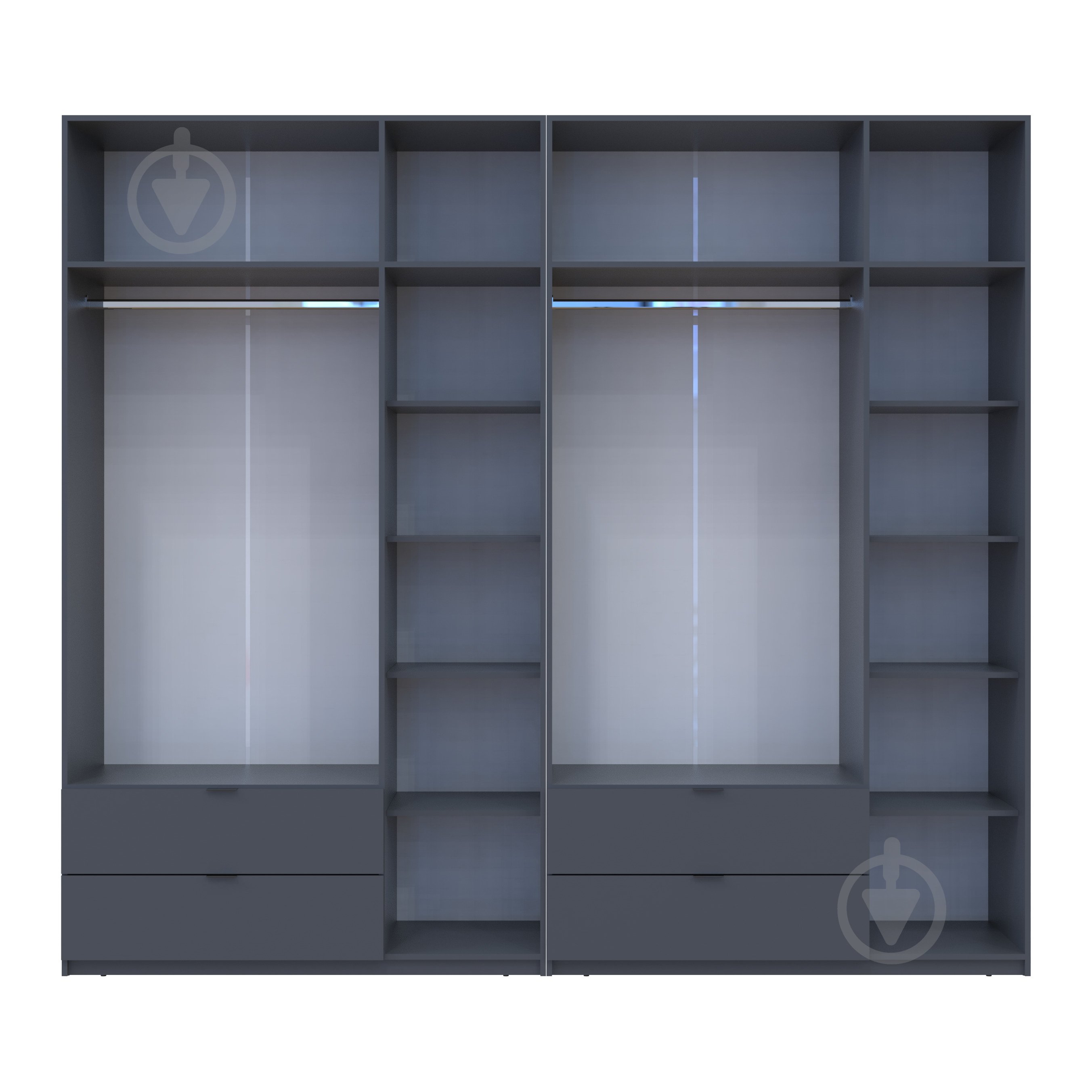 Шкаф для одежды Doros Лукас 3+3ДСП 2400х2700х500 мм графит / графит - фото 5 Шкаф для одежды Doros Лукас 3+3ДСП 2400х2700х500 мм графит / графит - фото 5