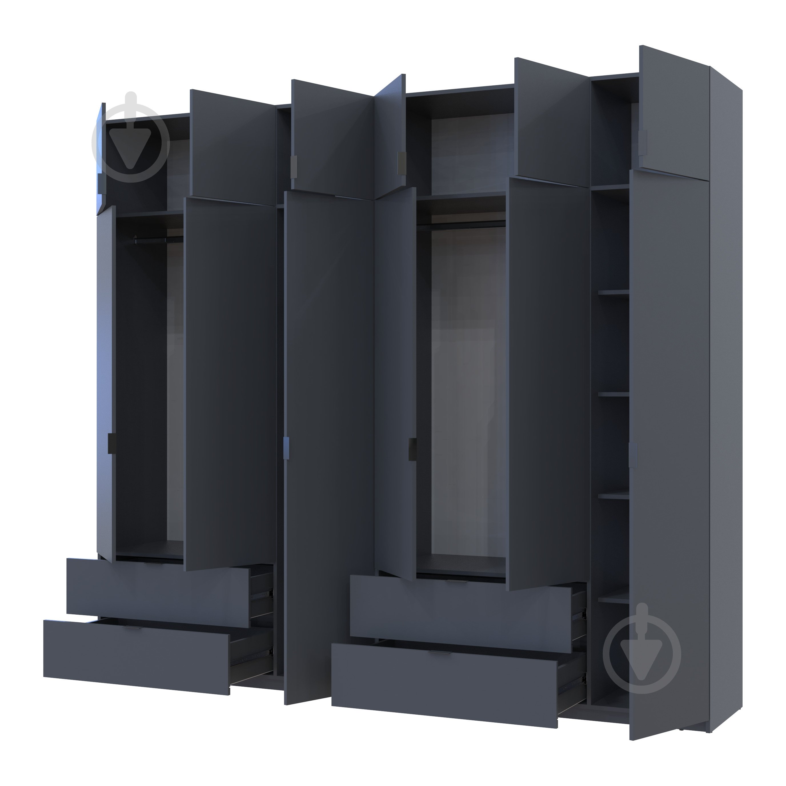 Шкаф для одежды Doros Лукас 3+3ДСП 2400х2700х500 мм графит / графит - фото 2 Шкаф для одежды Doros Лукас 3+3ДСП 2400х2700х500 мм графит / графит - фото 2