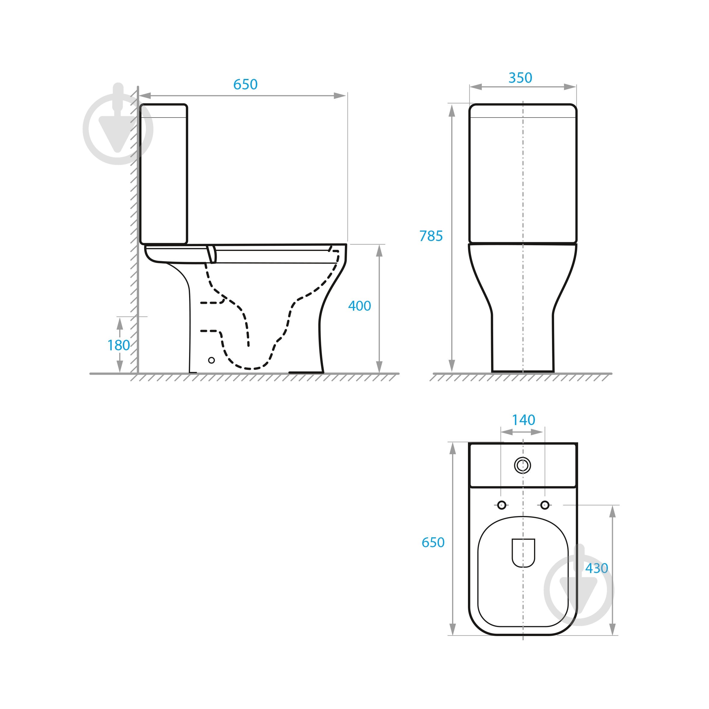 Унітаз-компакт Koller Pool NEON комплект : унітаз підлоговий з сидіннямм Soft-close + бачок - фото 3
