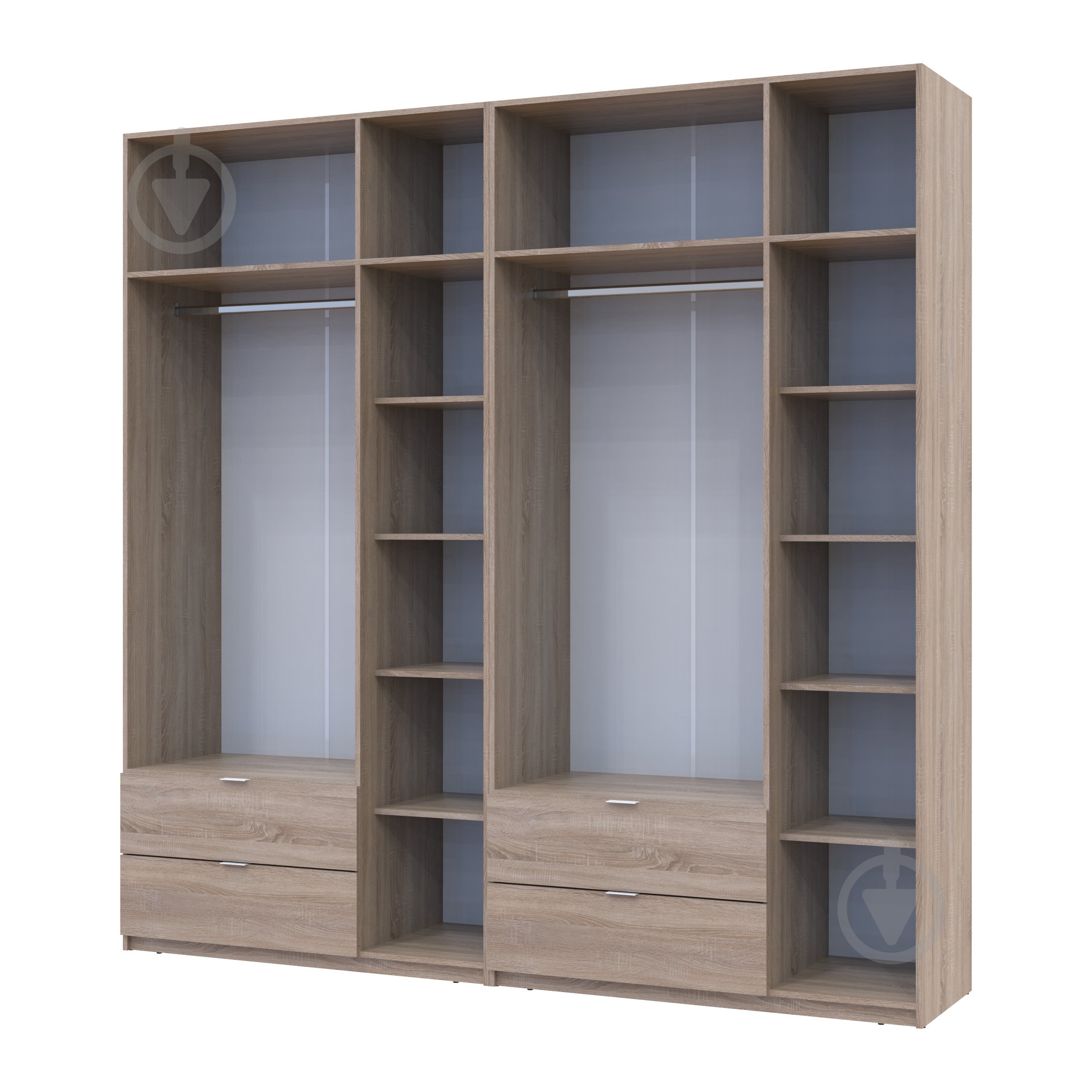 Шафа для одягу Doros Лукас 3+3ДСП 2400х2400х500 мм дуб сонома / дуб сонома - фото 3 Шафа для одягу Doros Лукас 3+3ДСП 2400х2400х500 мм дуб сонома / дуб сонома - фото 3