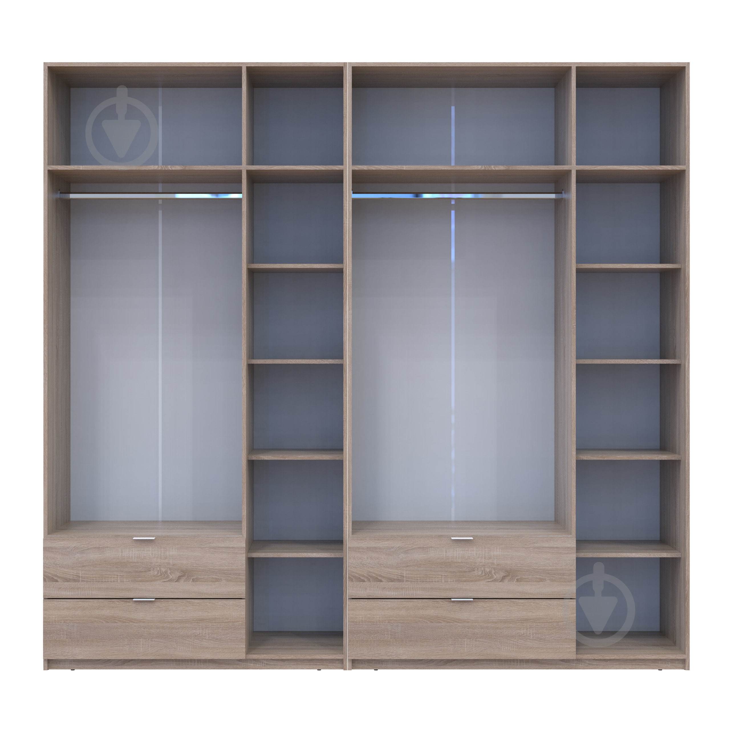 Шафа для одягу Doros Лукас 3+3ДСП 2400х2550х500 мм дуб сонома / дуб сонома - фото 5 Шафа для одягу Doros Лукас 3+3ДСП 2400х2550х500 мм дуб сонома / дуб сонома - фото 5