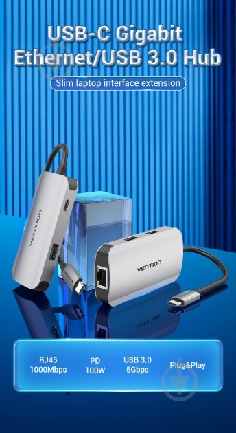 Док-станция Vention USB HUB 5 в 1 silver (TNFHB) - фото 3