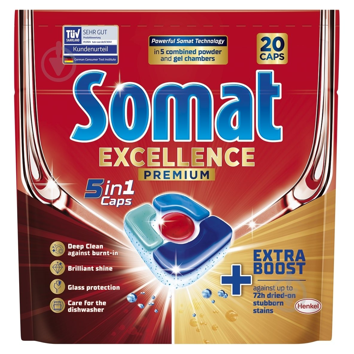 Таблетки для посудомийних машин Somat Exellence 5in1 20 шт. - фото 1