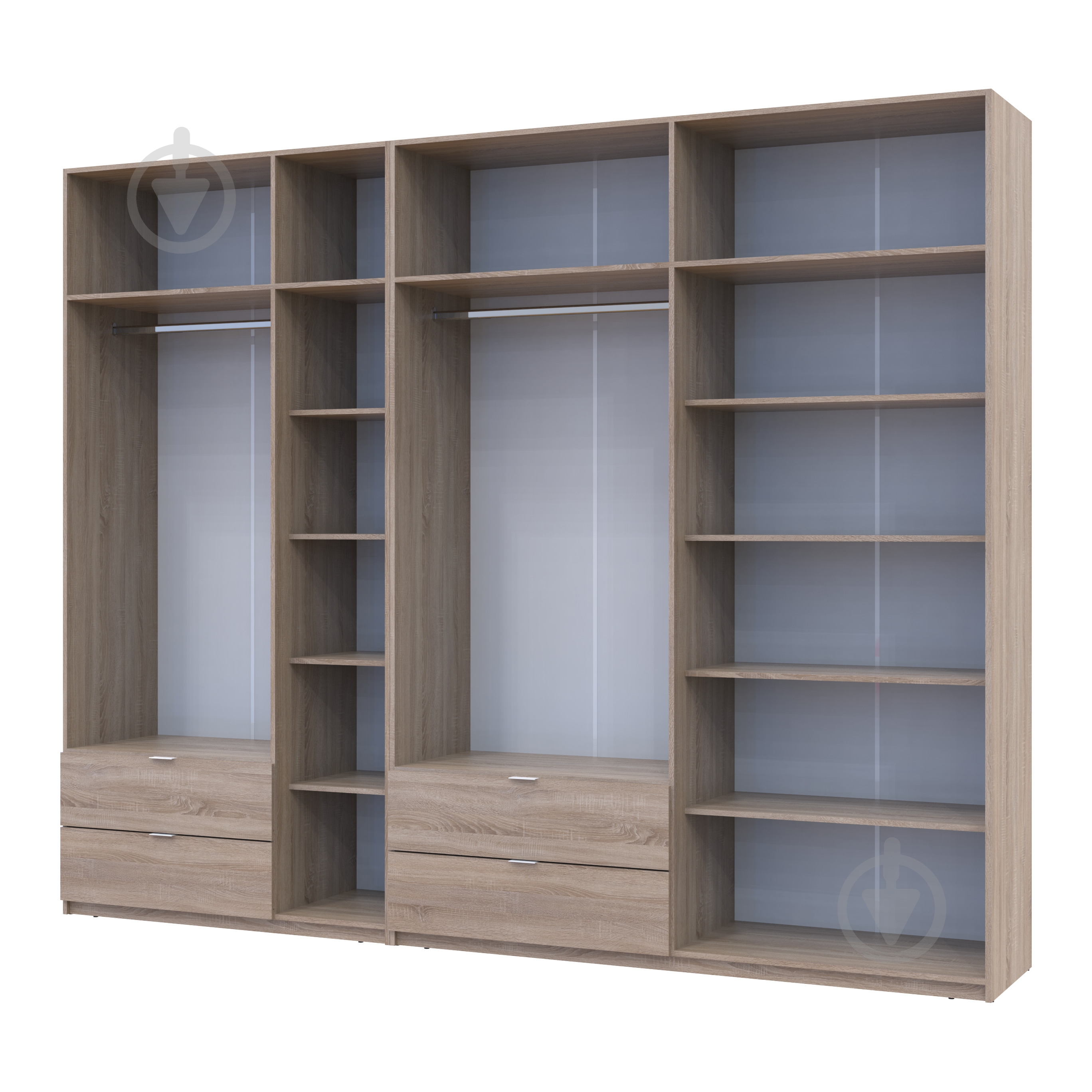 Шкаф для одежды Doros Лукас 3+4ДСП 2400х3000х500 мм дуб сонома / дуб сонома - фото 3 Шкаф для одежды Doros Лукас 3+4ДСП 2400х3000х500 мм дуб сонома / дуб сонома - фото 3