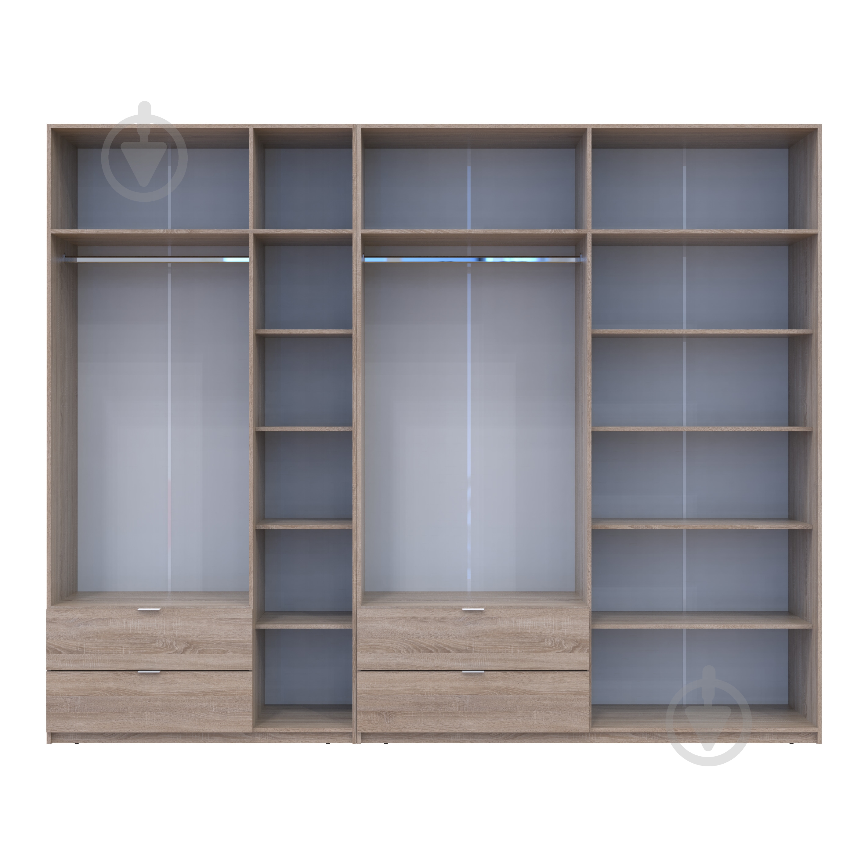 Шкаф для одежды Doros Лукас 3+4ДСП 2400х3000х500 мм дуб сонома / дуб сонома - фото 5 Шкаф для одежды Doros Лукас 3+4ДСП 2400х3000х500 мм дуб сонома / дуб сонома - фото 5