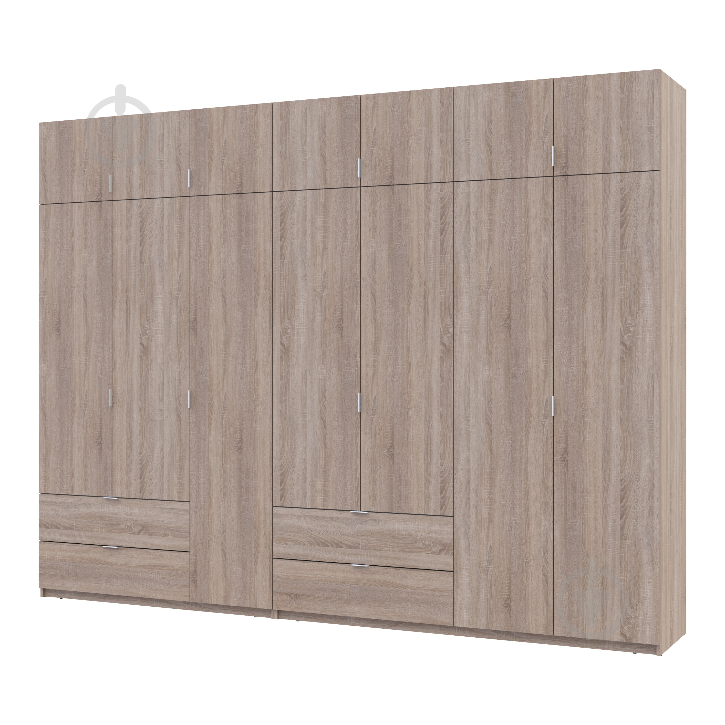 Шкаф для одежды Doros Лукас 3+4ДСП 2400х3150х500 мм дуб сонома / дуб сонома - фото 1 Шкаф для одежды Doros Лукас 3+4ДСП 2400х3150х500 мм дуб сонома / дуб сонома - фото 1