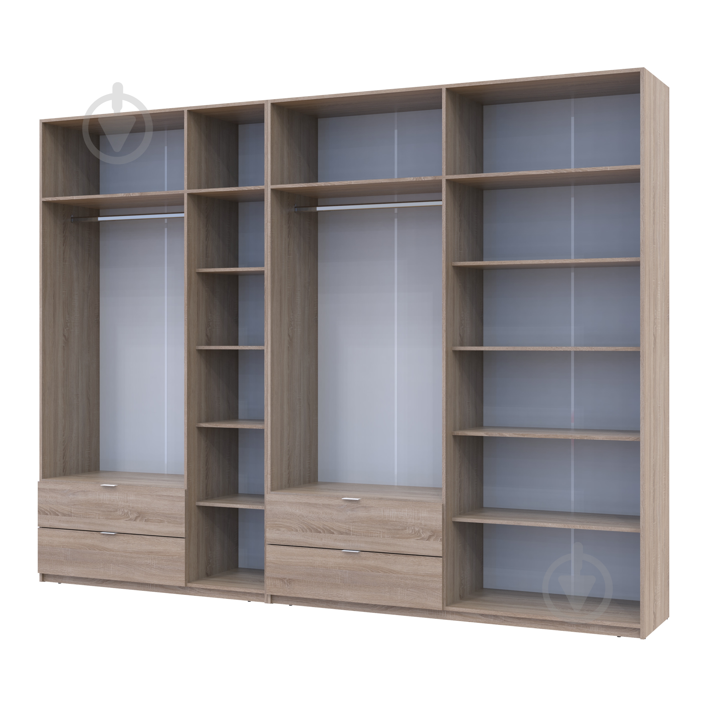 Шкаф для одежды Doros Лукас 3+4ДСП 2400х3150х500 мм дуб сонома / дуб сонома - фото 3 Шкаф для одежды Doros Лукас 3+4ДСП 2400х3150х500 мм дуб сонома / дуб сонома - фото 3