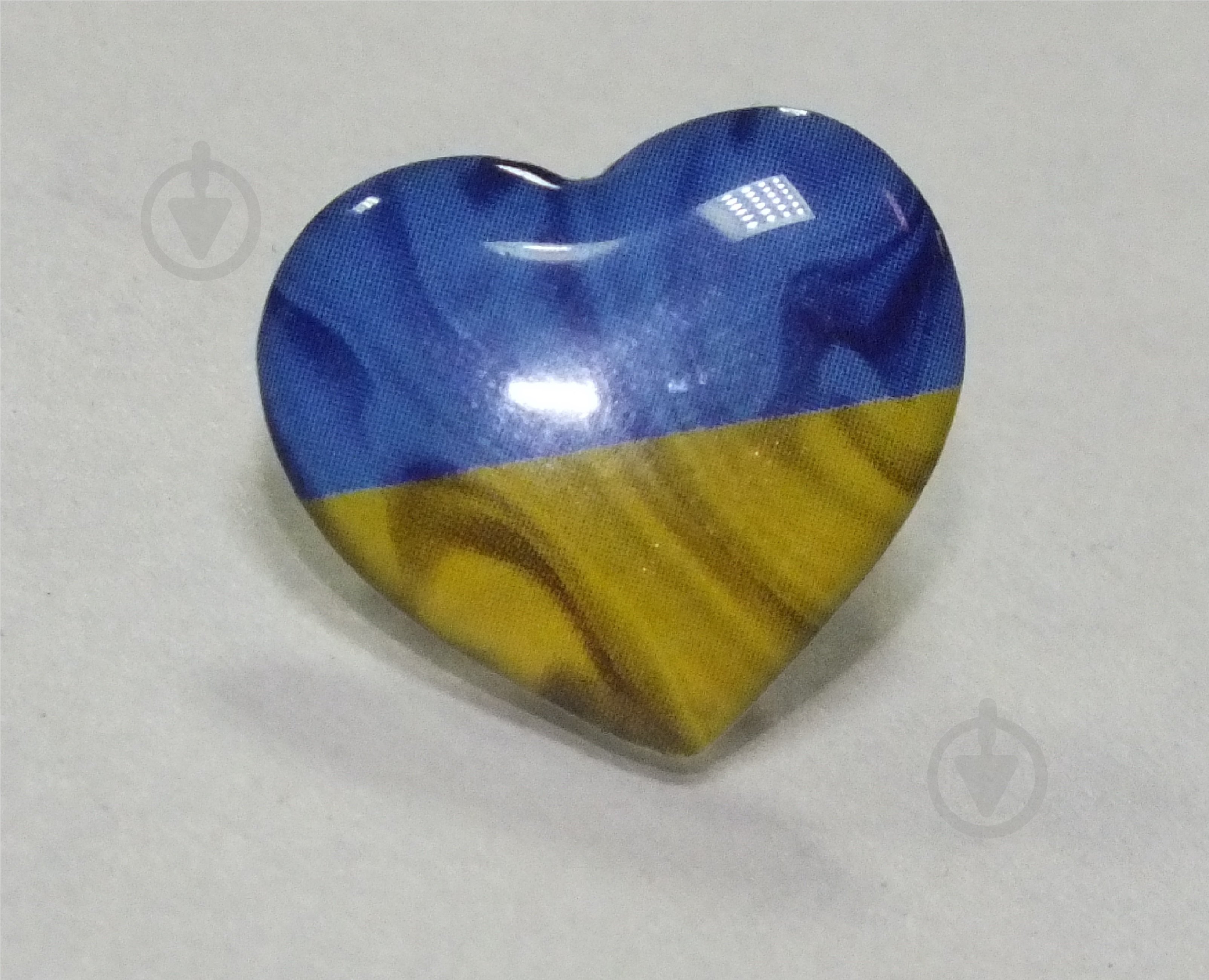 Значок Сердце желто-голубое - фото 2