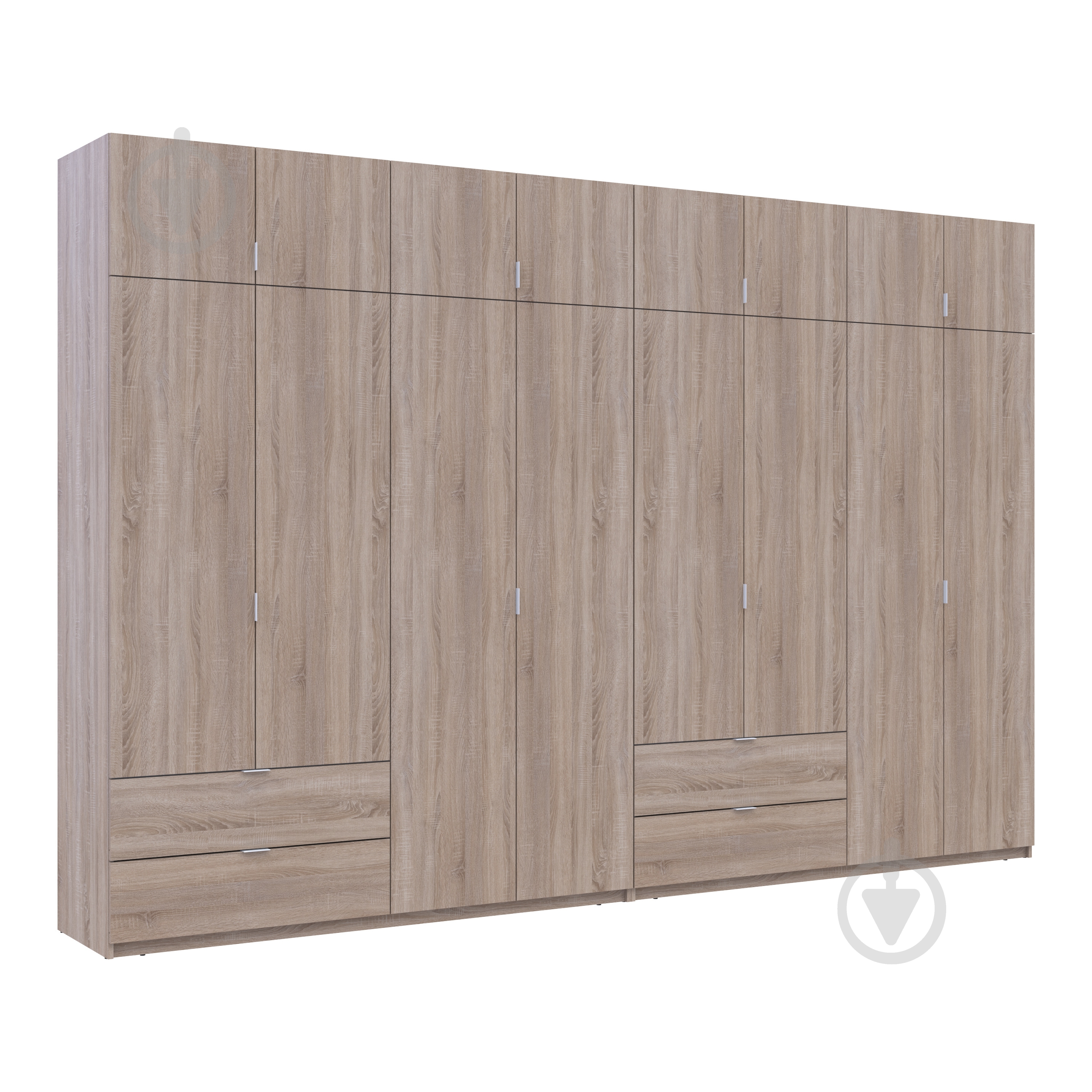 Шафа для одягу Doros Лукас 4+4ДСП 2400х3600х500 мм дуб сонома / дуб сонома - фото 6 Шафа для одягу Doros Лукас 4+4ДСП 2400х3600х500 мм дуб сонома / дуб сонома - фото 6