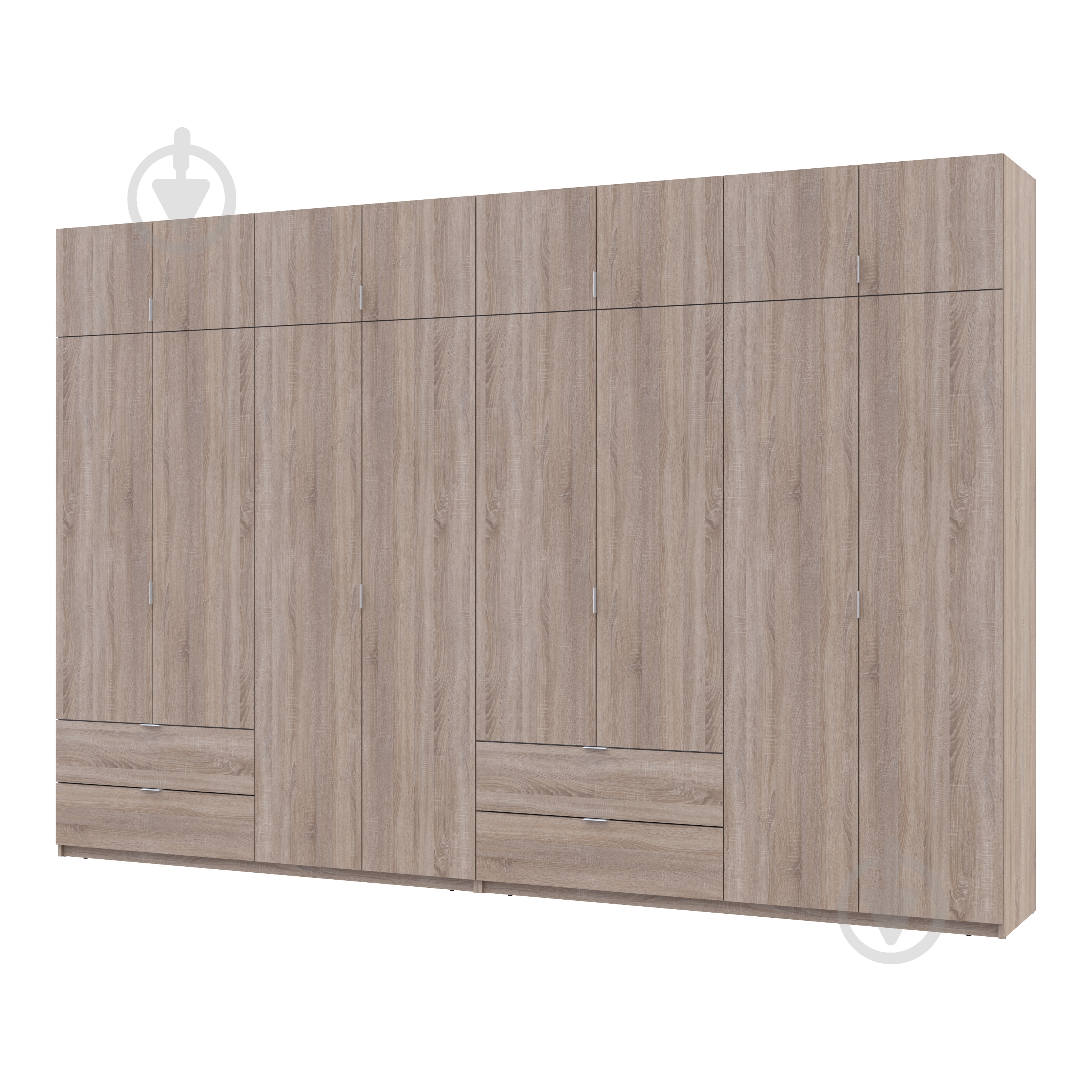 Шафа для одягу Doros Лукас 4+4ДСП 2400х3600х500 мм дуб сонома / дуб сонома - фото 1 Шафа для одягу Doros Лукас 4+4ДСП 2400х3600х500 мм дуб сонома / дуб сонома - фото 1