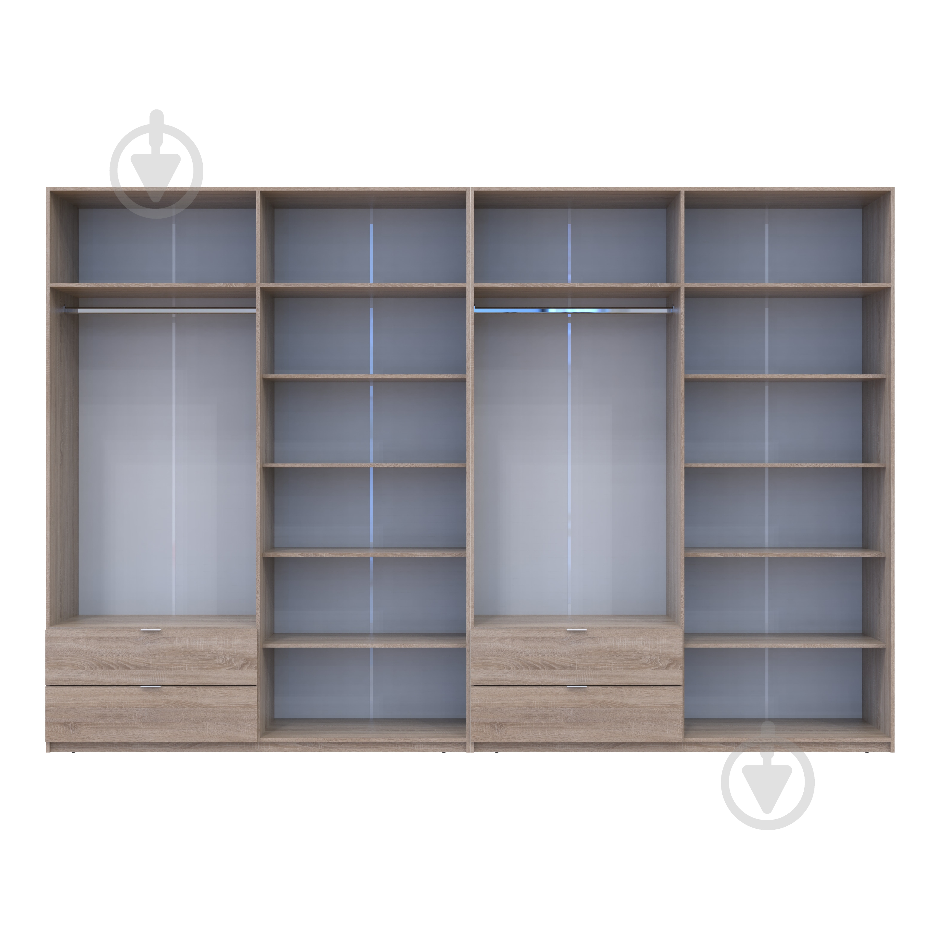 Шафа для одягу Doros Лукас 4+4ДСП 2400х3600х500 мм дуб сонома / дуб сонома - фото 5 Шафа для одягу Doros Лукас 4+4ДСП 2400х3600х500 мм дуб сонома / дуб сонома - фото 5