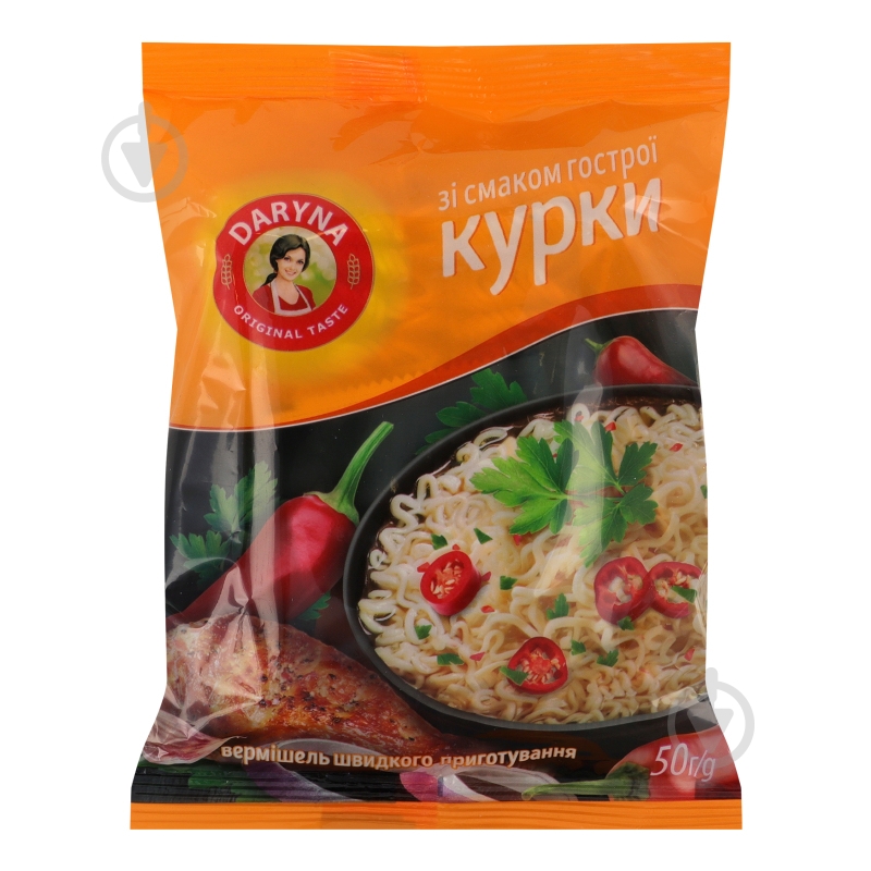 Вермішель Daryna зі смаком гострої курки 50 г - фото 1 Вермішель Daryna зі смаком гострої курки 50 г - фото 1